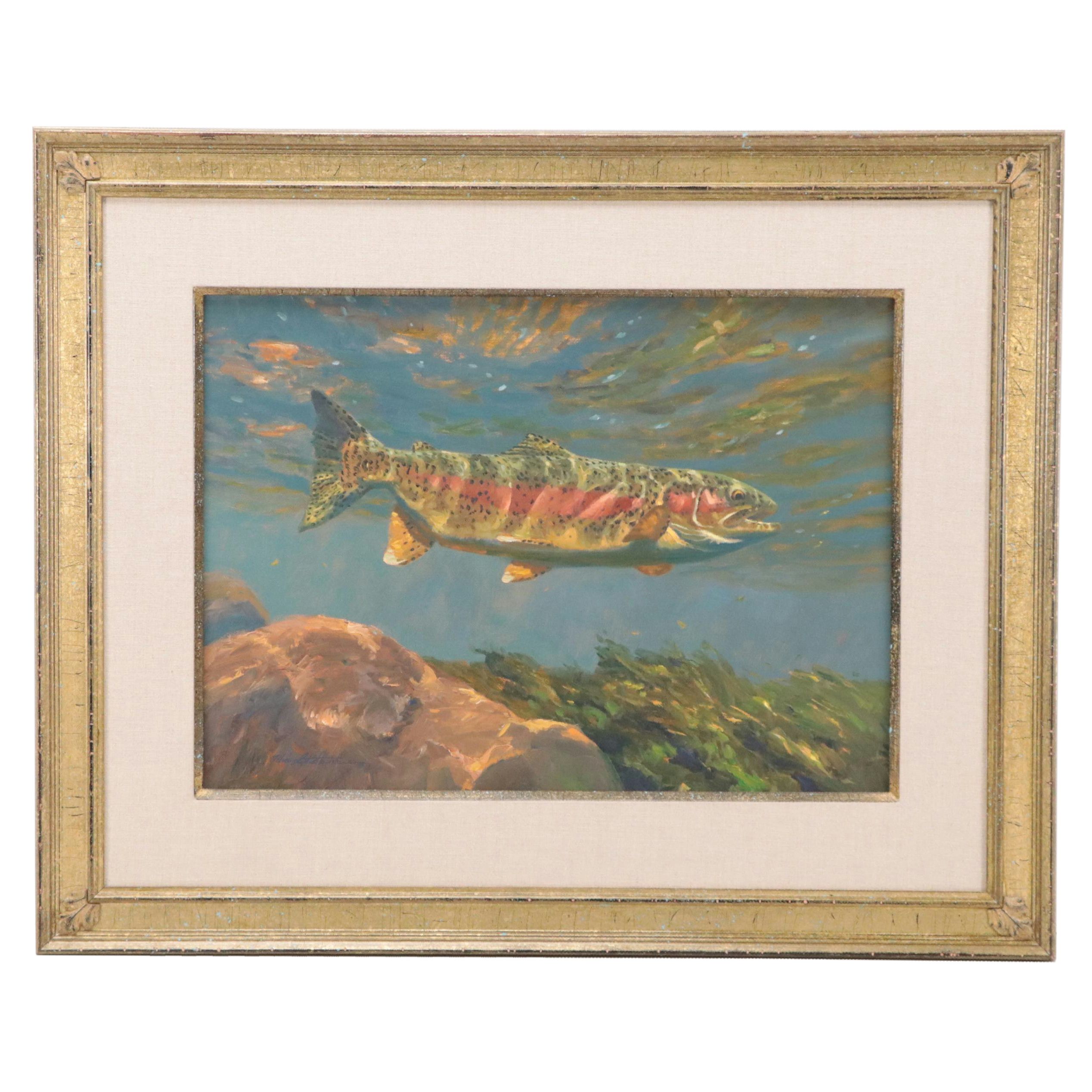 Mike Stidham Oil Painting "Roaring Fork Rainbow," 21st Century