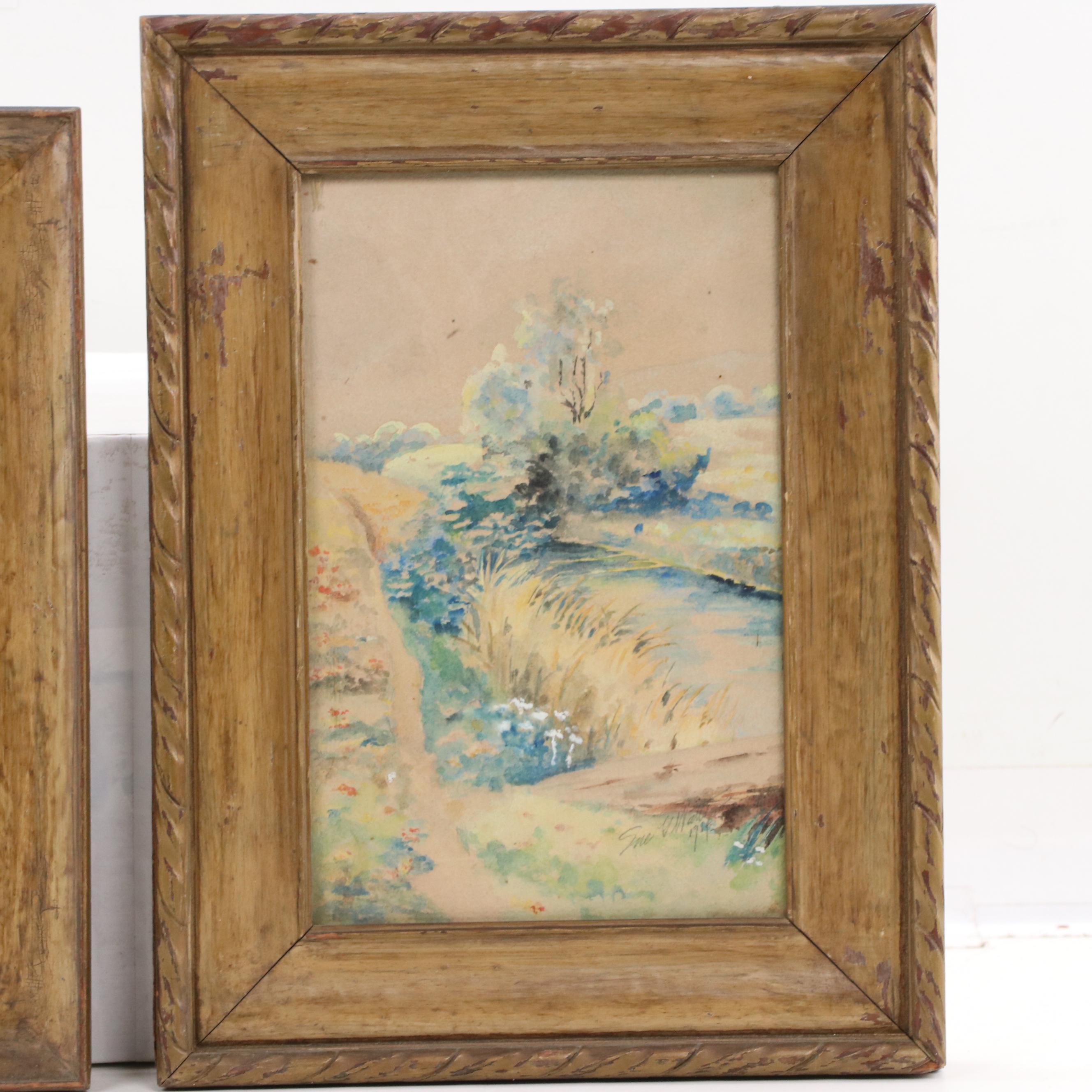 Aquatic Landscape Watercolor Paintings, Circa 1940