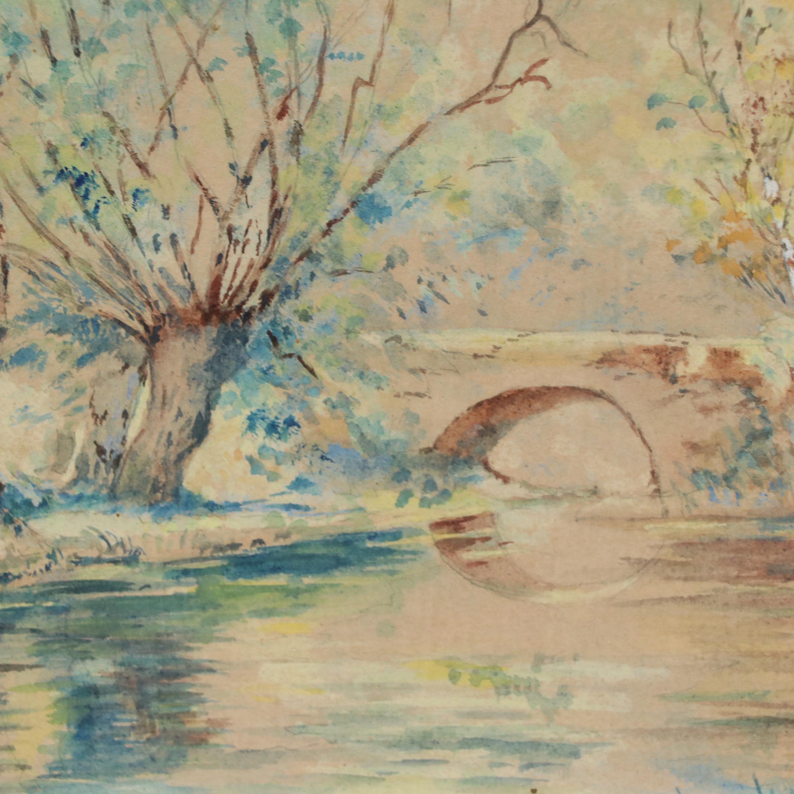 Aquatic Landscape Watercolor Paintings, Circa 1940