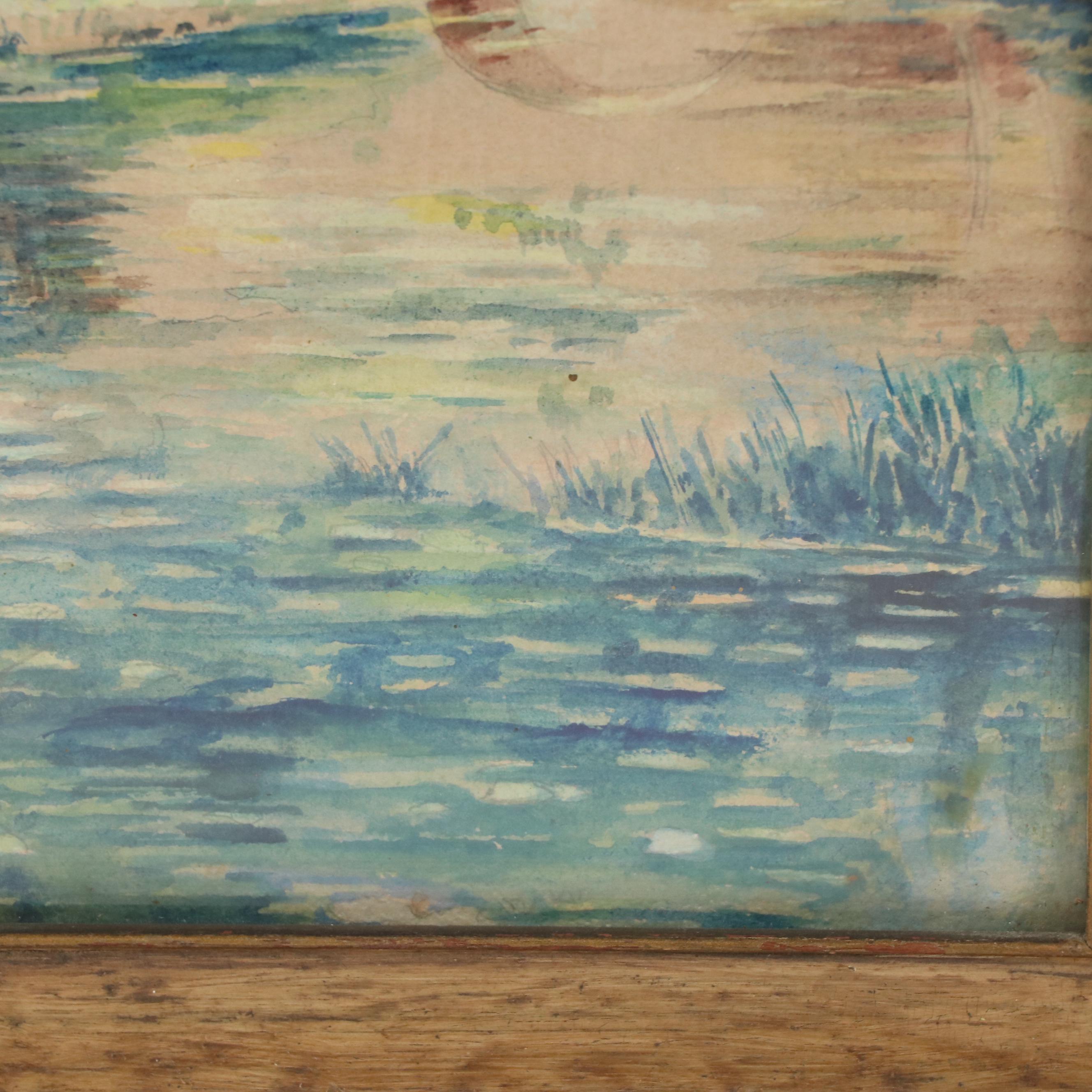 Aquatic Landscape Watercolor Paintings, Circa 1940