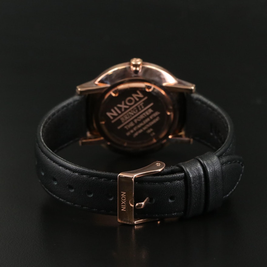 Nixon Porter Black Leather and Rose Gold Watch with Box | EBTH