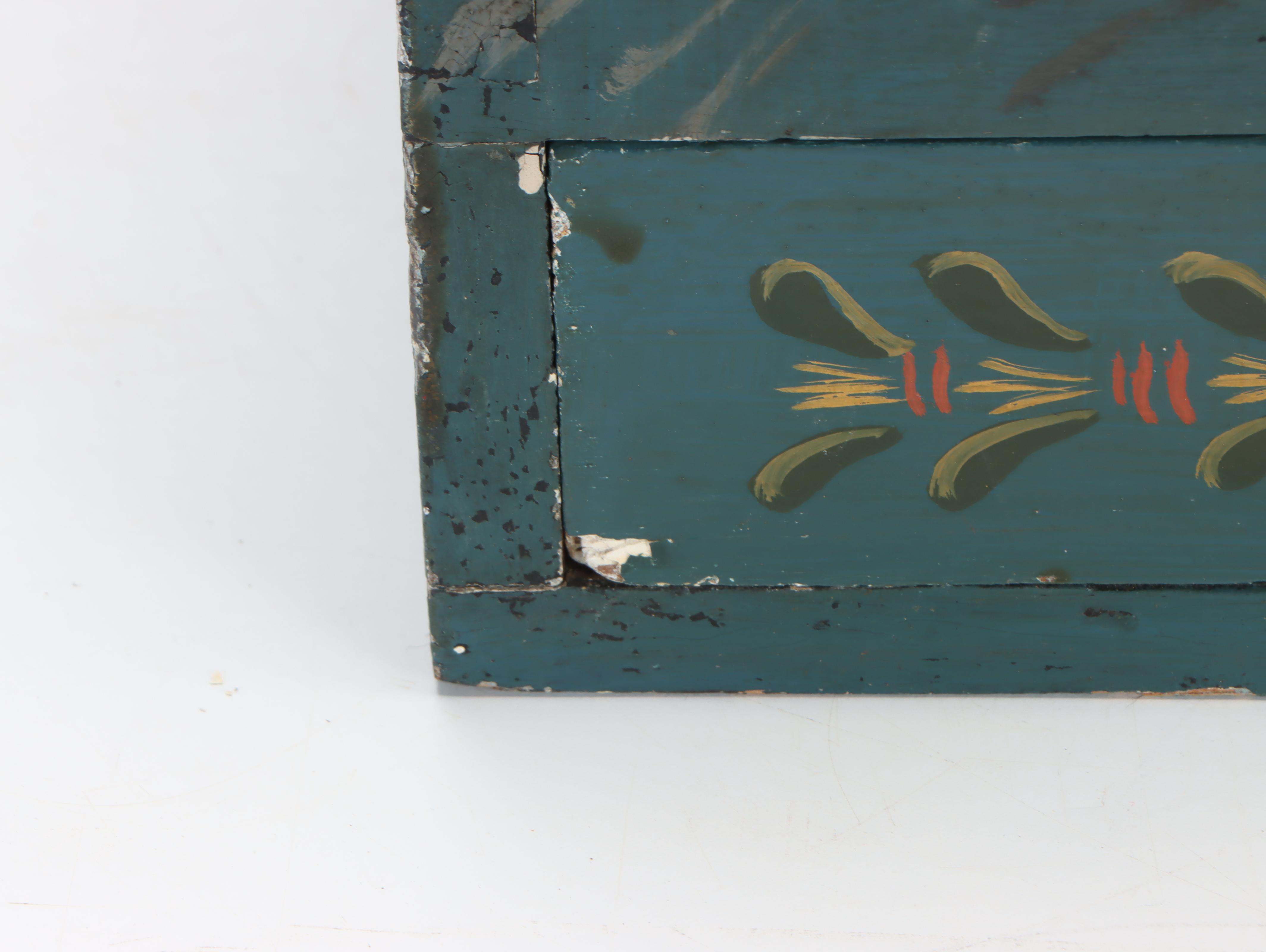 Handmade Hand-Painted Floral Motif Wood Document Box