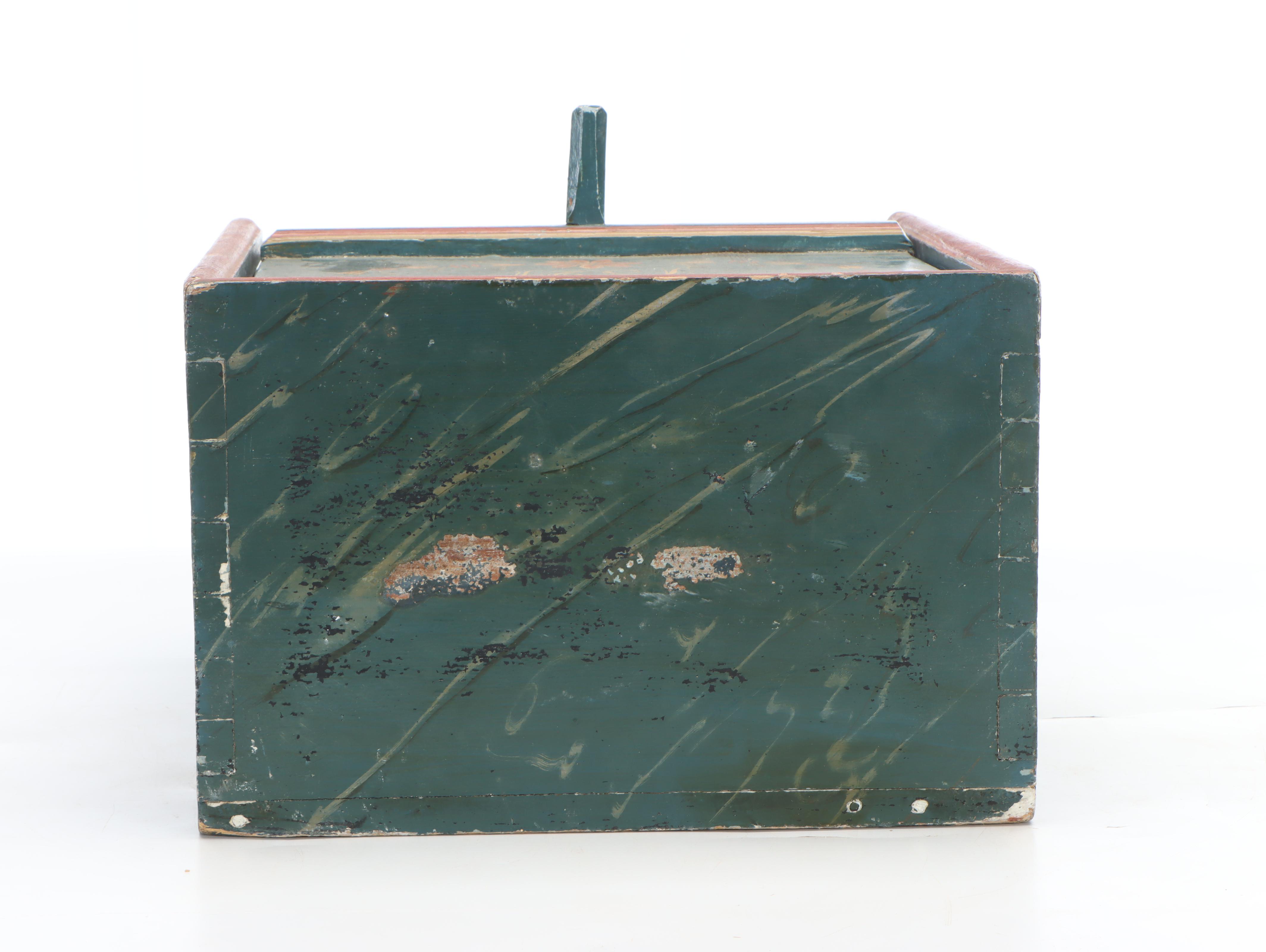 Handmade Hand-Painted Floral Motif Wood Document Box