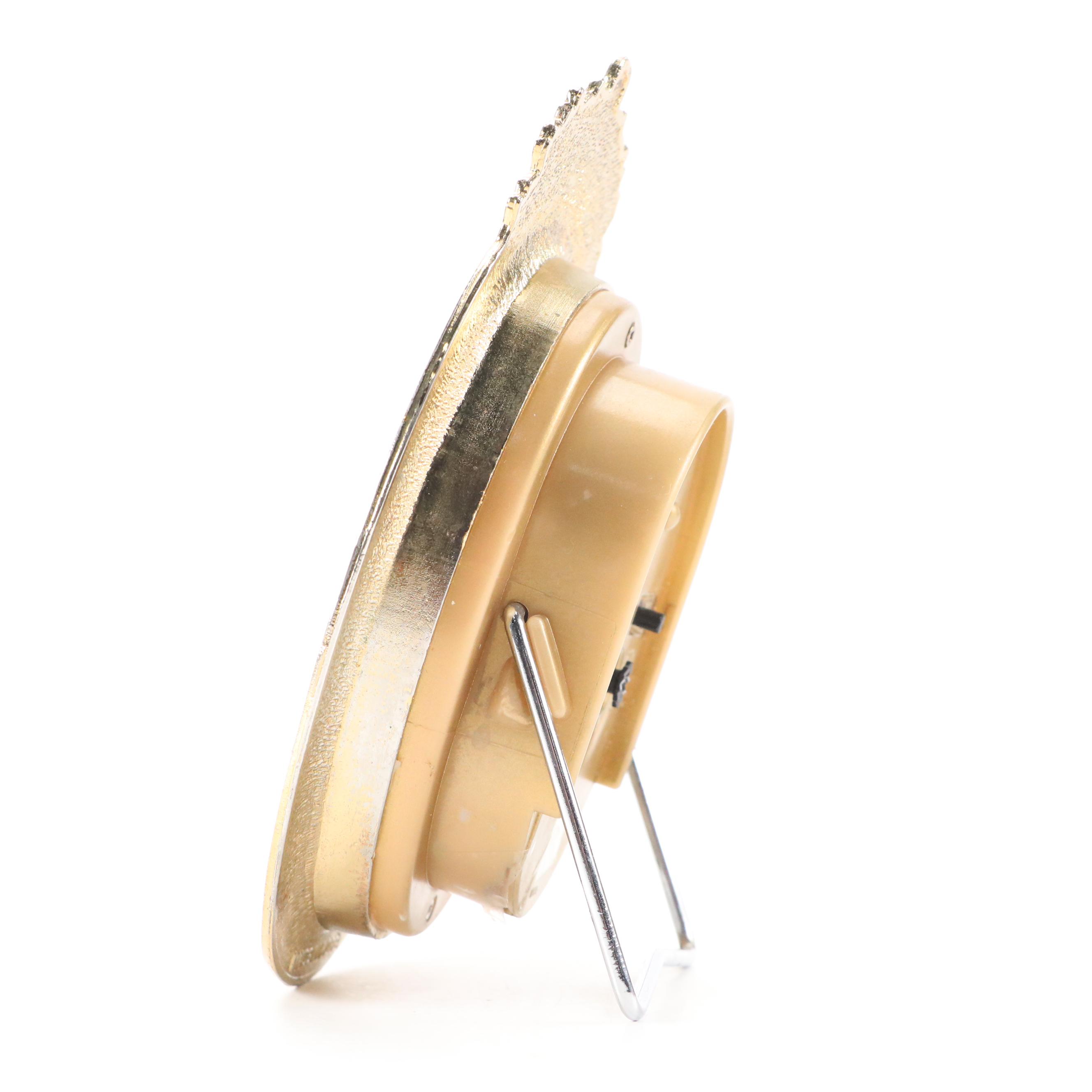 Bulova Hollywood Regency Style Gilt Metal Alarm Clock, Mid to Late 20th Century