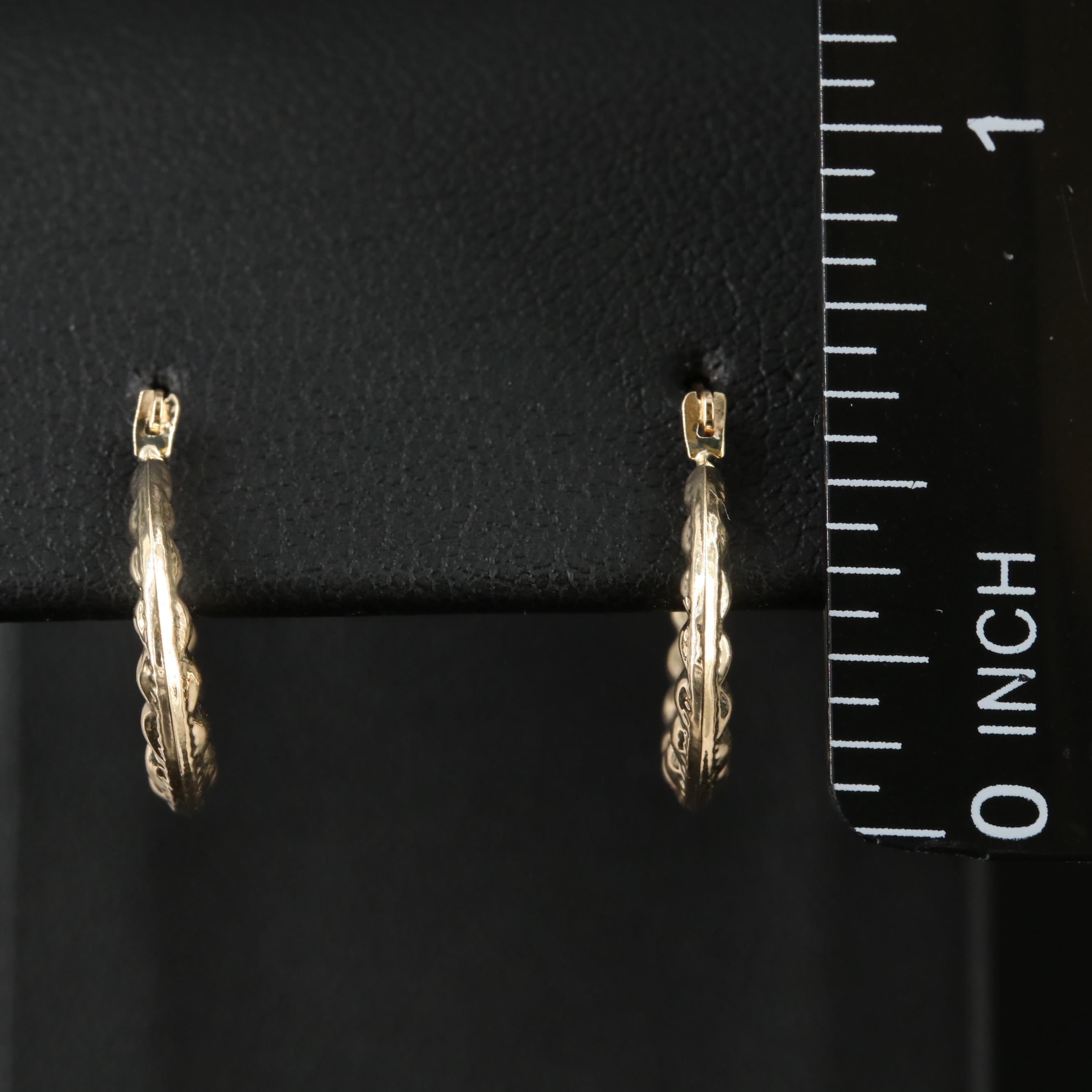 14K Embossed Hoop Earrings