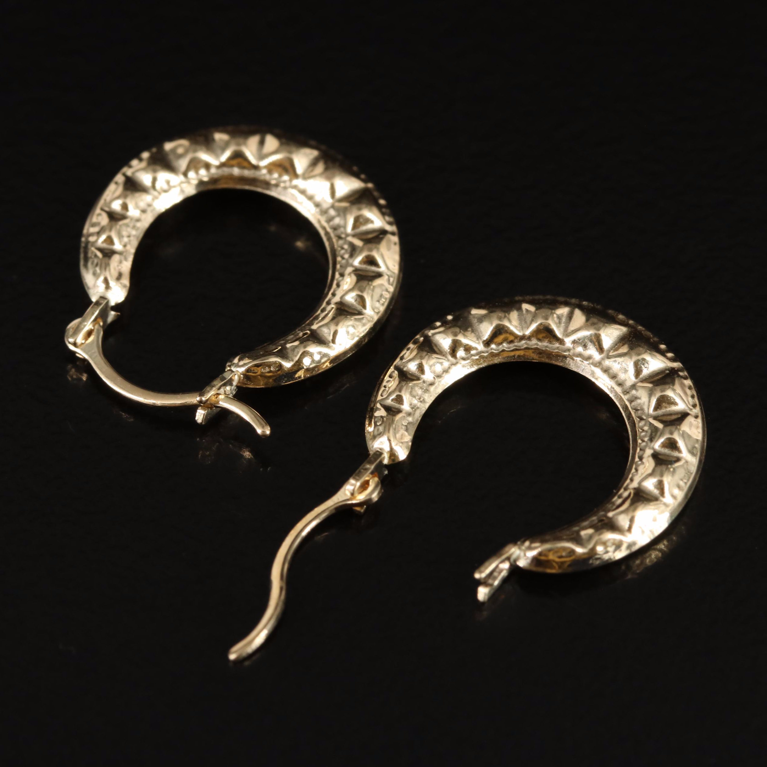 14K Embossed Hoop Earrings
