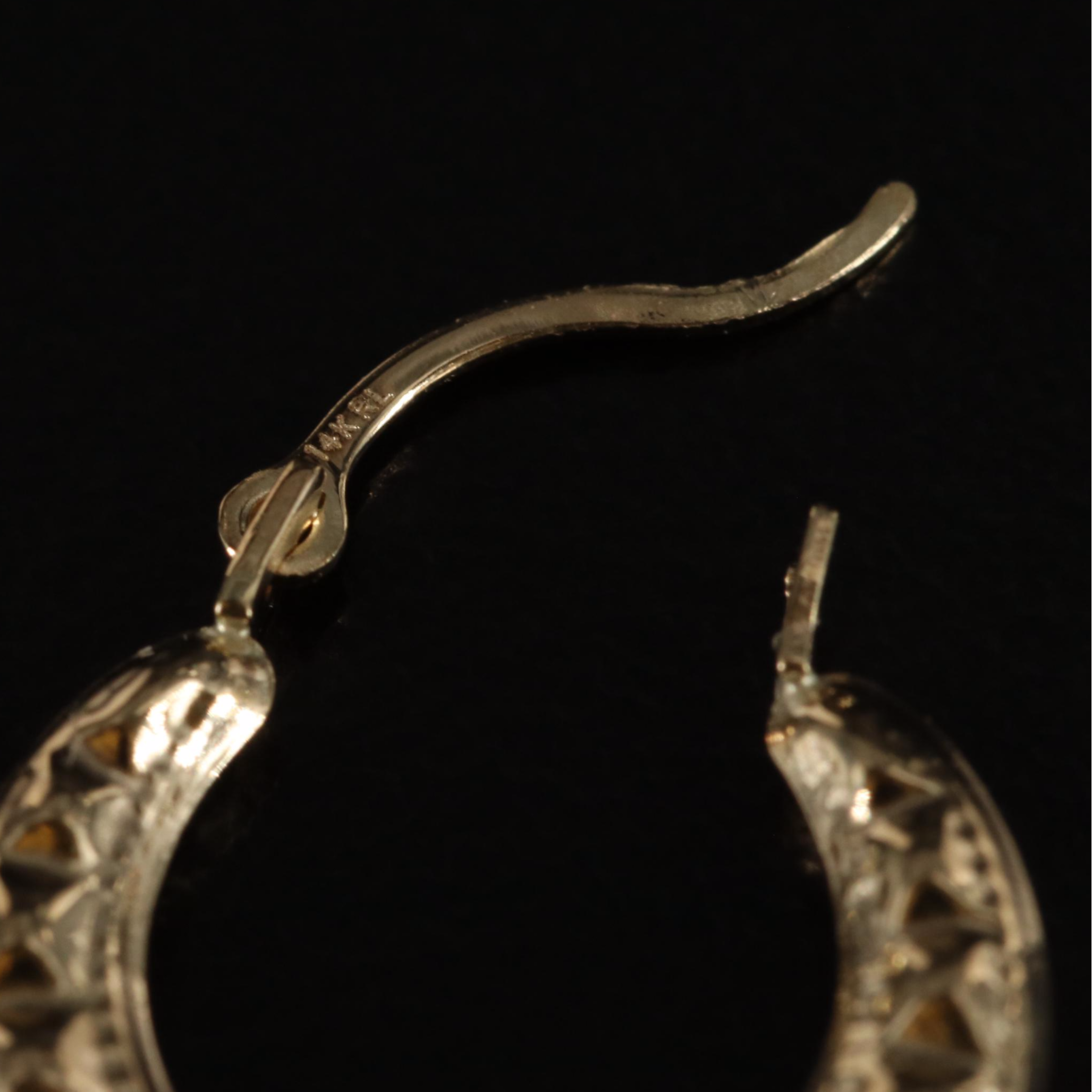 14K Embossed Hoop Earrings