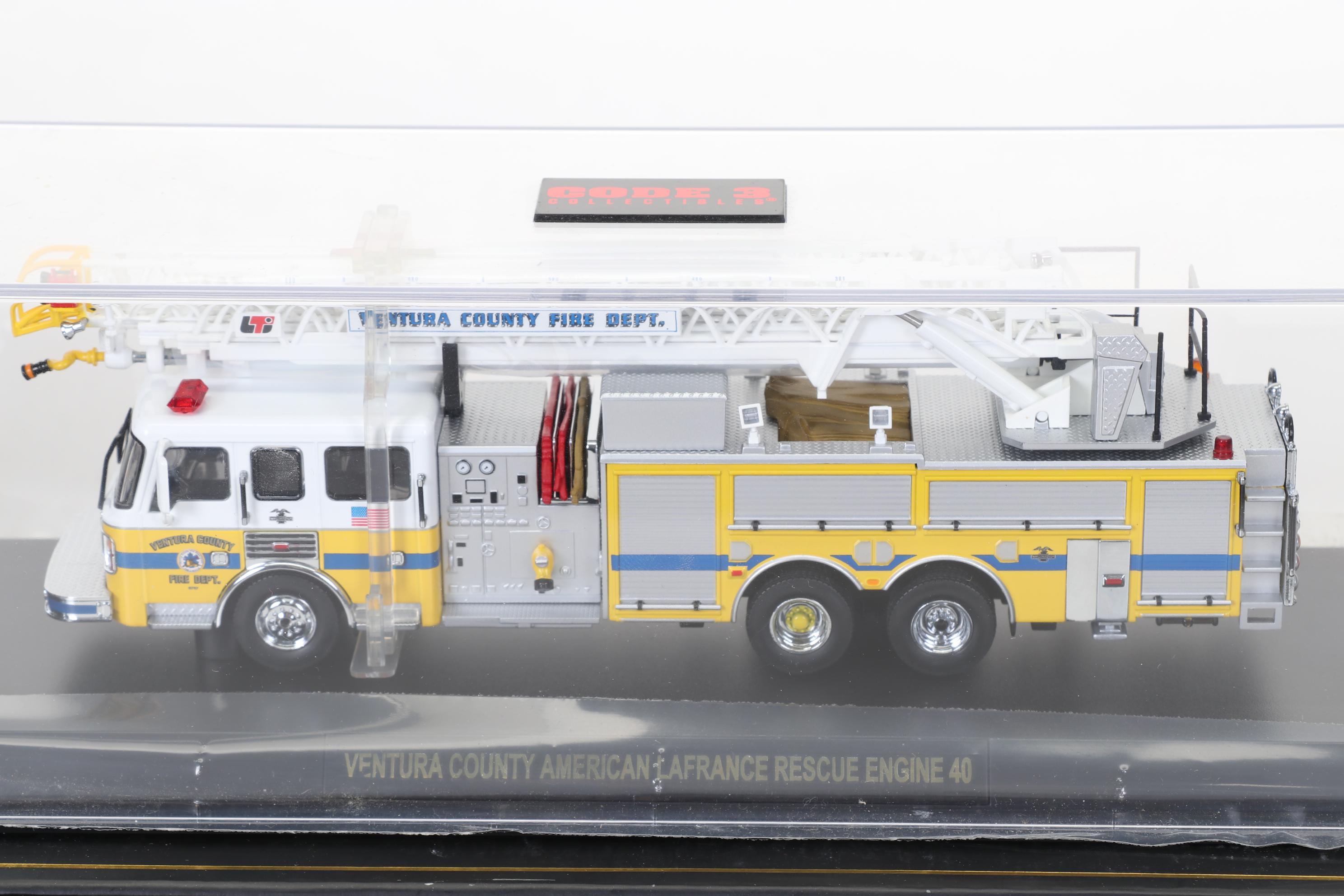 Six Code 3 Limited Edition Die Cast 1/64 Scale Fire Trucks, 21st Century