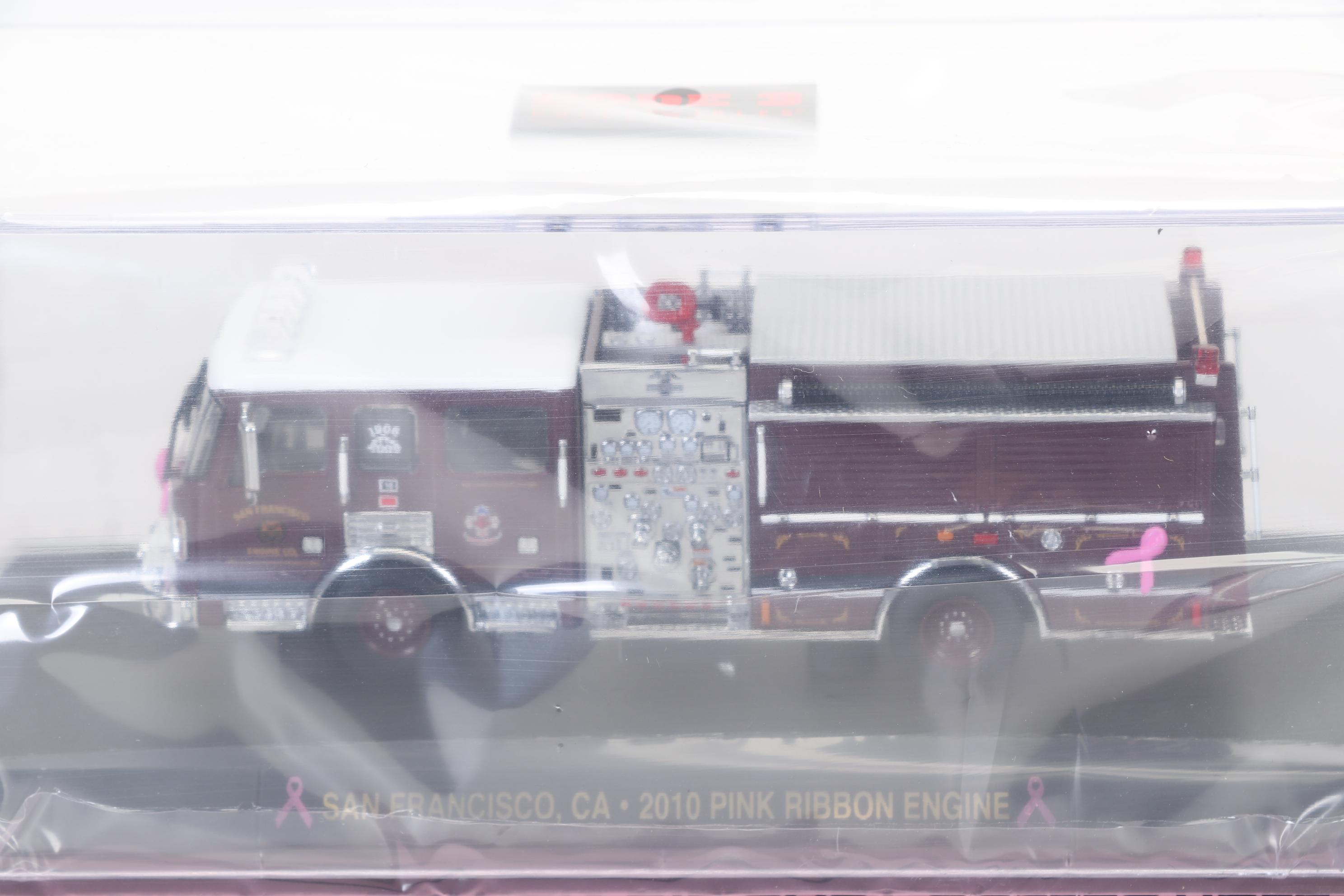 Six Code 3 Limited Edition Die Cast 1/64 Scale Fire Trucks, 21st Century