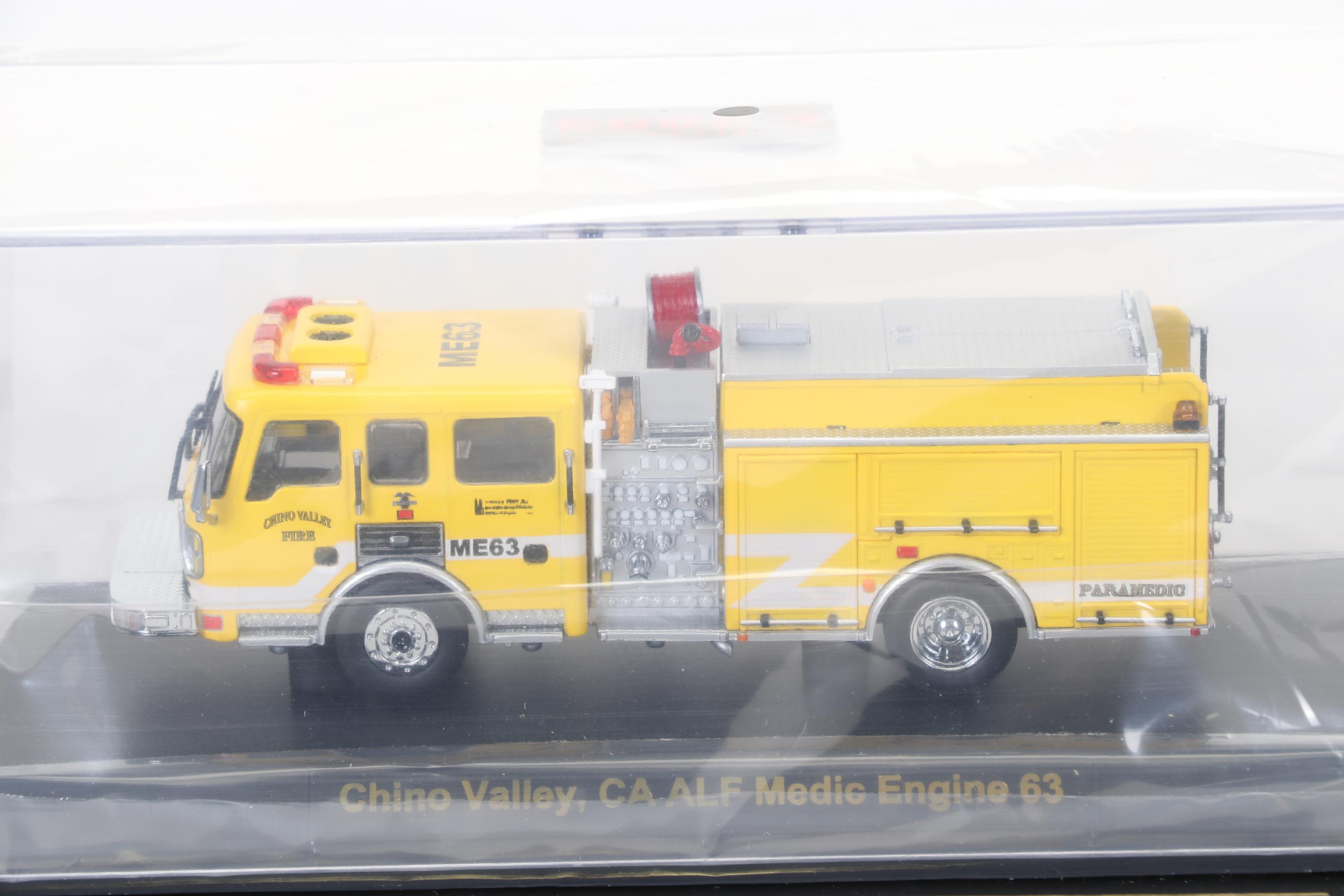 Six Code 3 Limited Edition Die Cast 1/64 Scale Fire Trucks, 21st Century