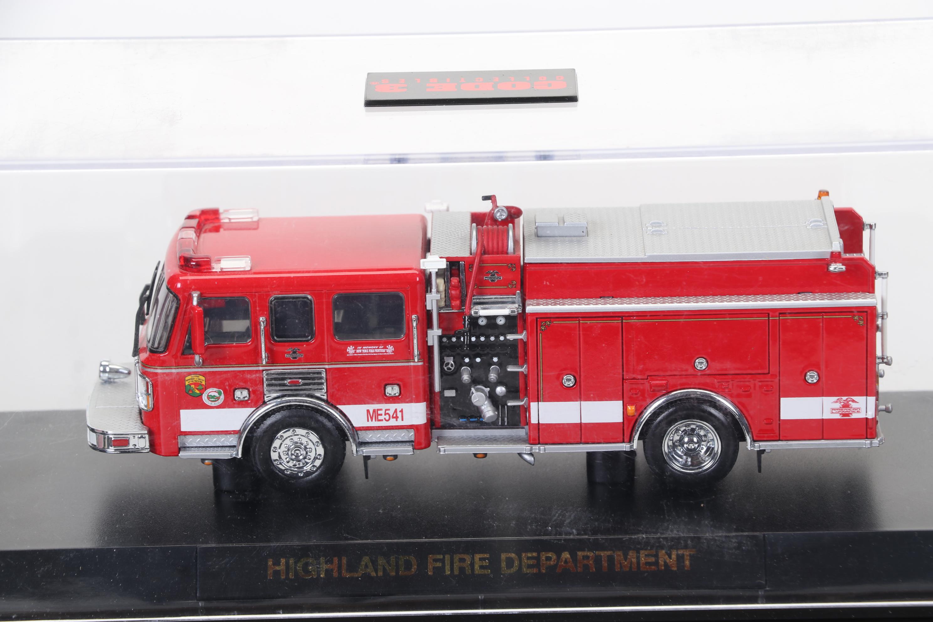 Six Code 3 Limited Edition Die Cast 1/64 Scale Fire Trucks, 21st Century