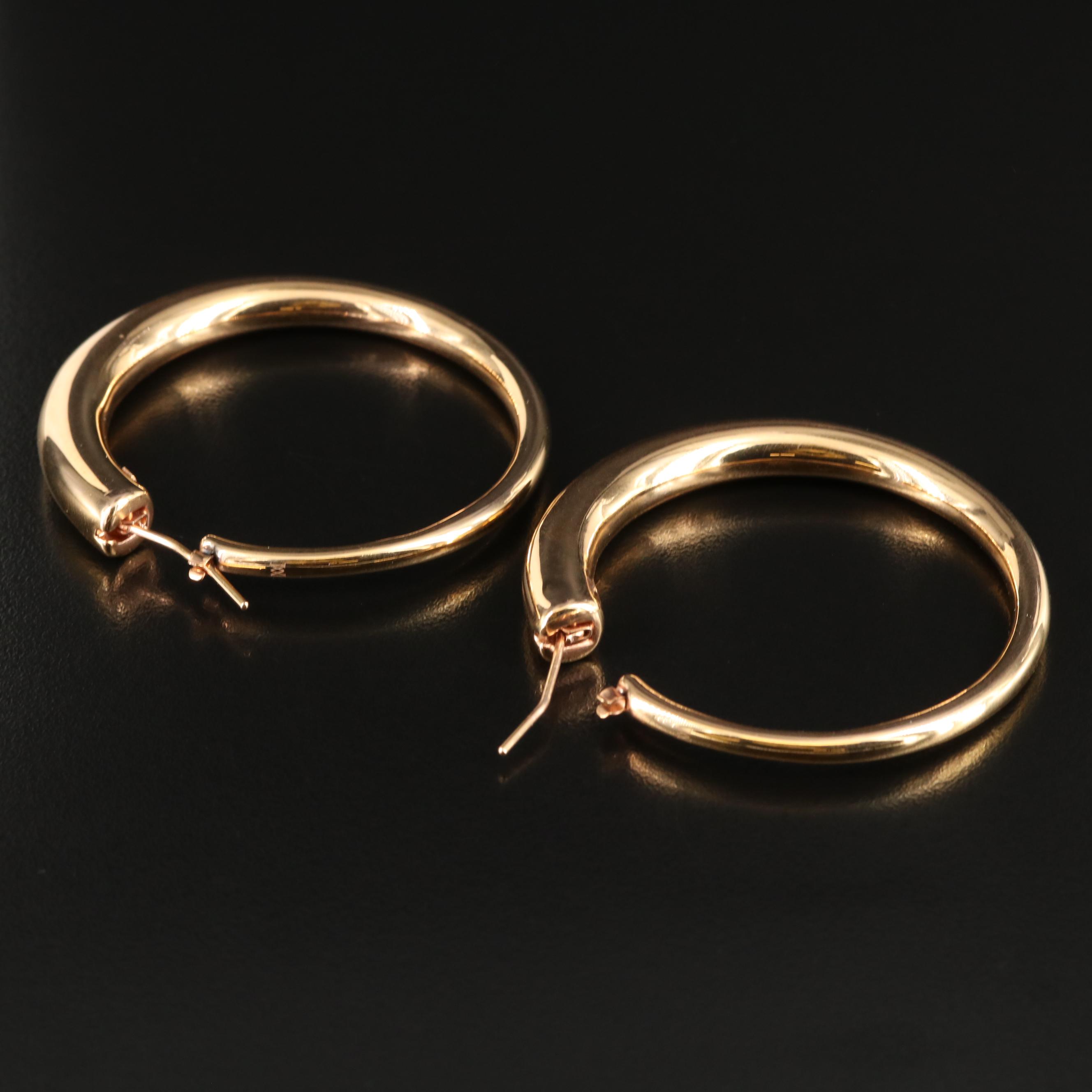 18K Rose Gold Large Tapered Hoop Earrings