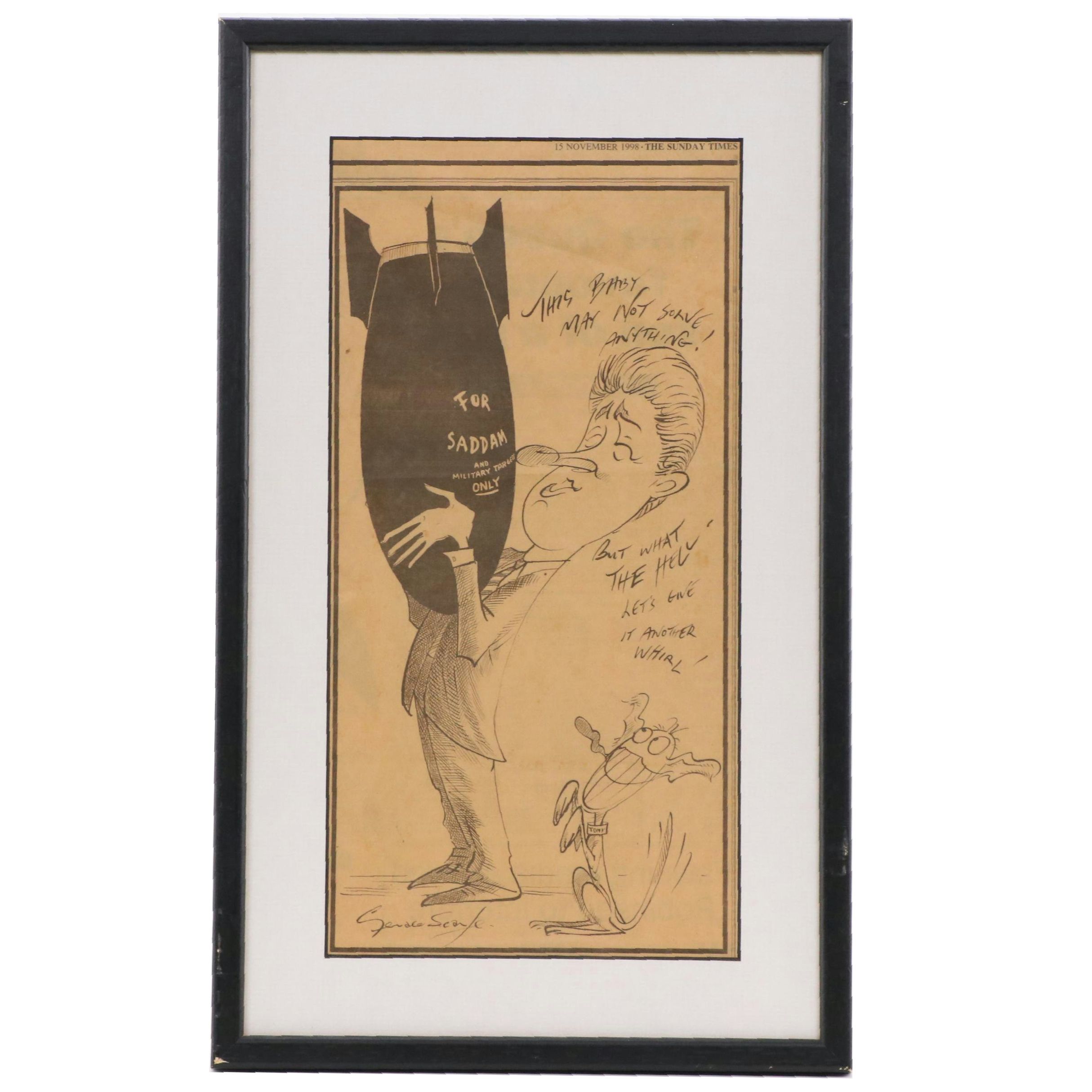 Gerald Scarfe Newspaper Print Political Cartoon, 1998