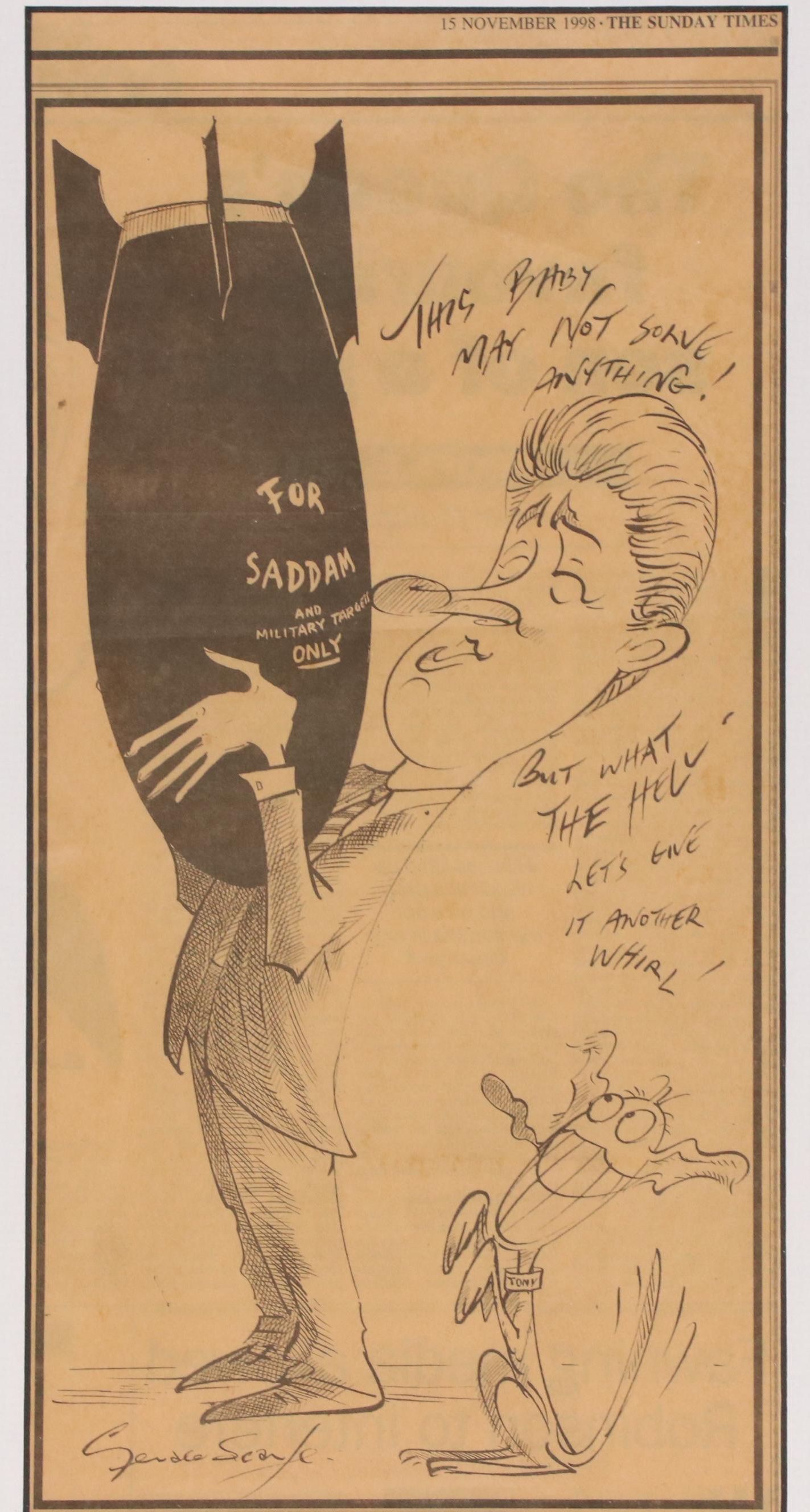 Gerald Scarfe Newspaper Print Political Cartoon, 1998