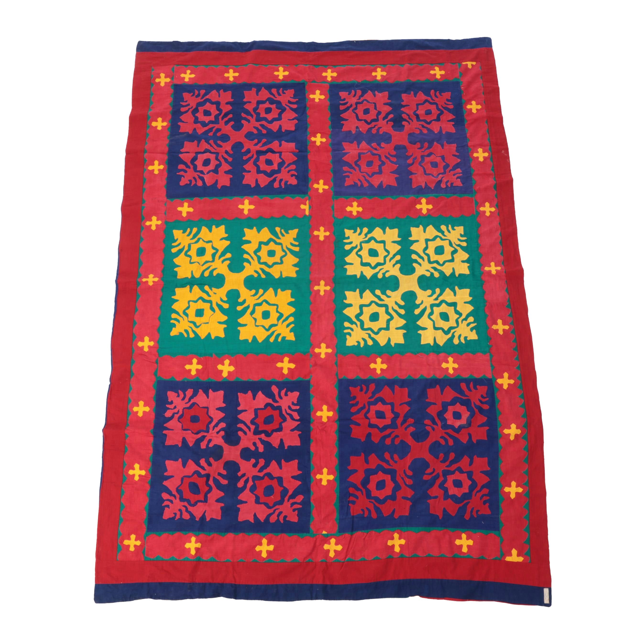 Handmade Sindhi Ralli Appliqué Quilt