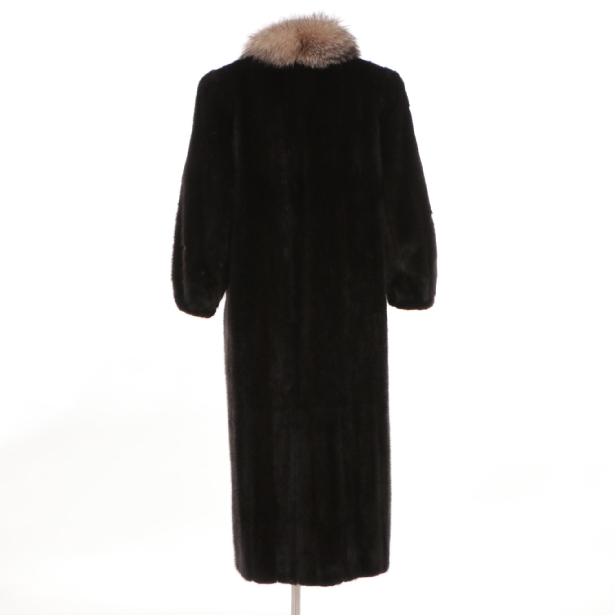 Mink Fur Coat with Red Fox Fur Trim