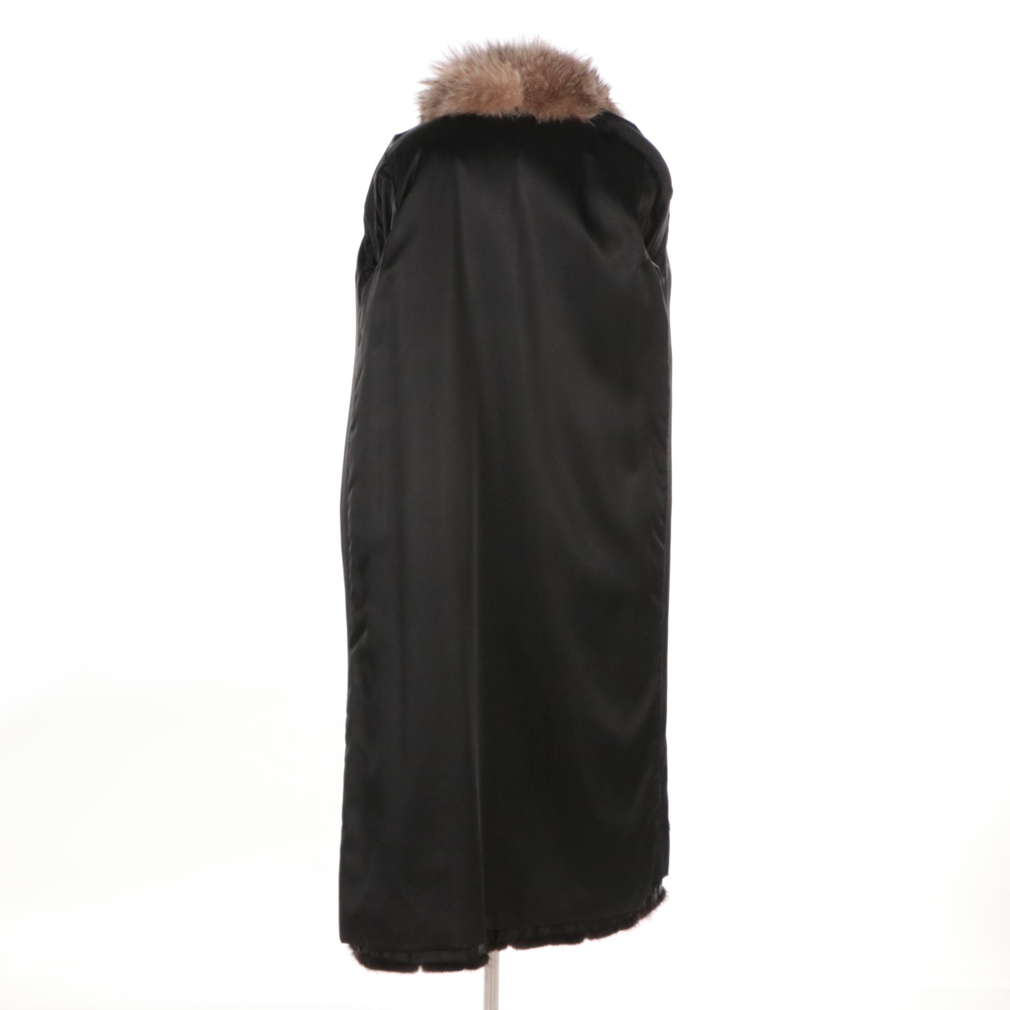 Mink Fur Coat with Red Fox Fur Trim