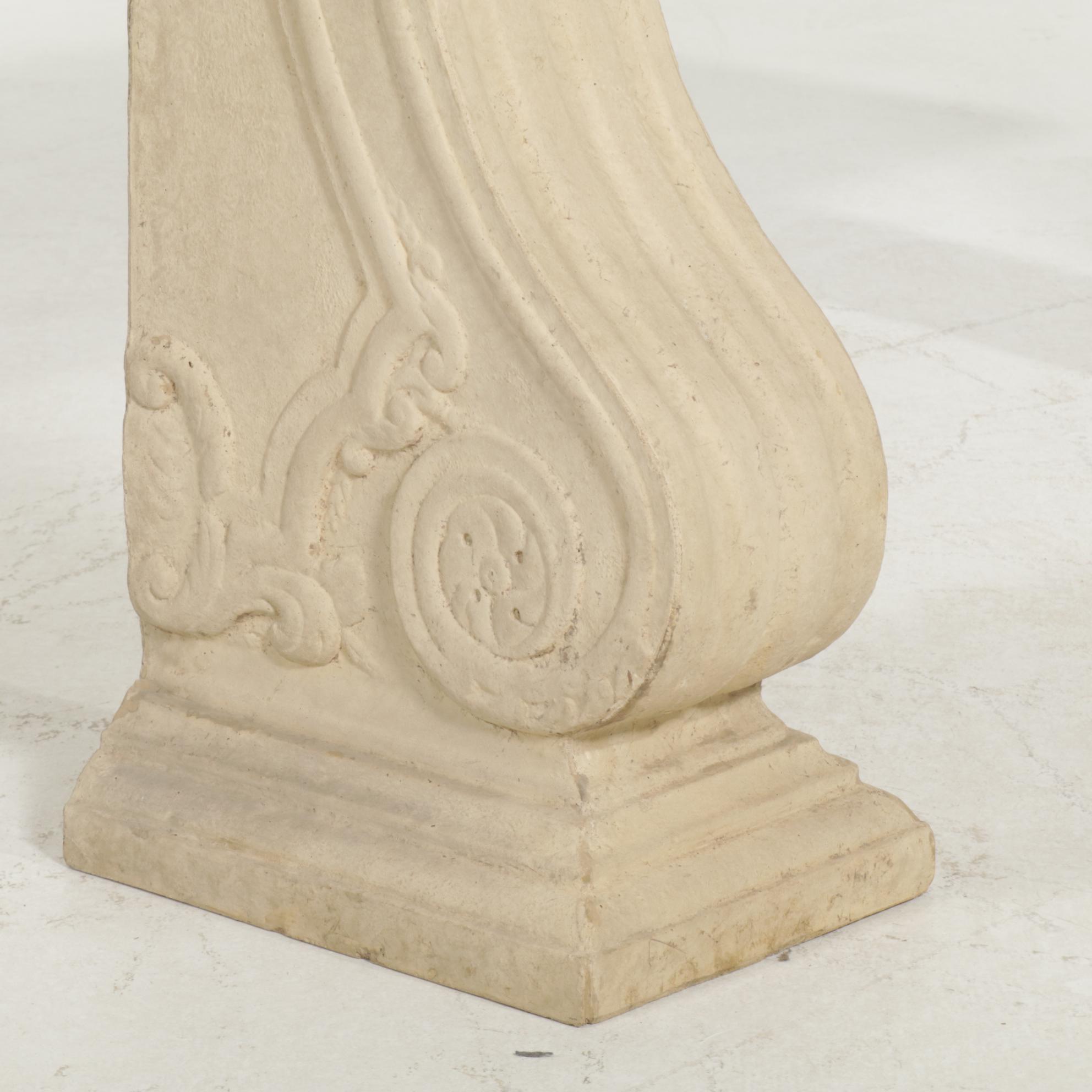 Classical Style Faux-Stone Pedestal Console Table