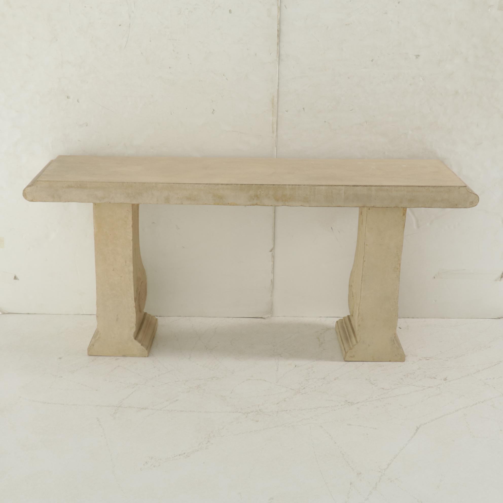 Classical Style Faux-Stone Pedestal Console Table