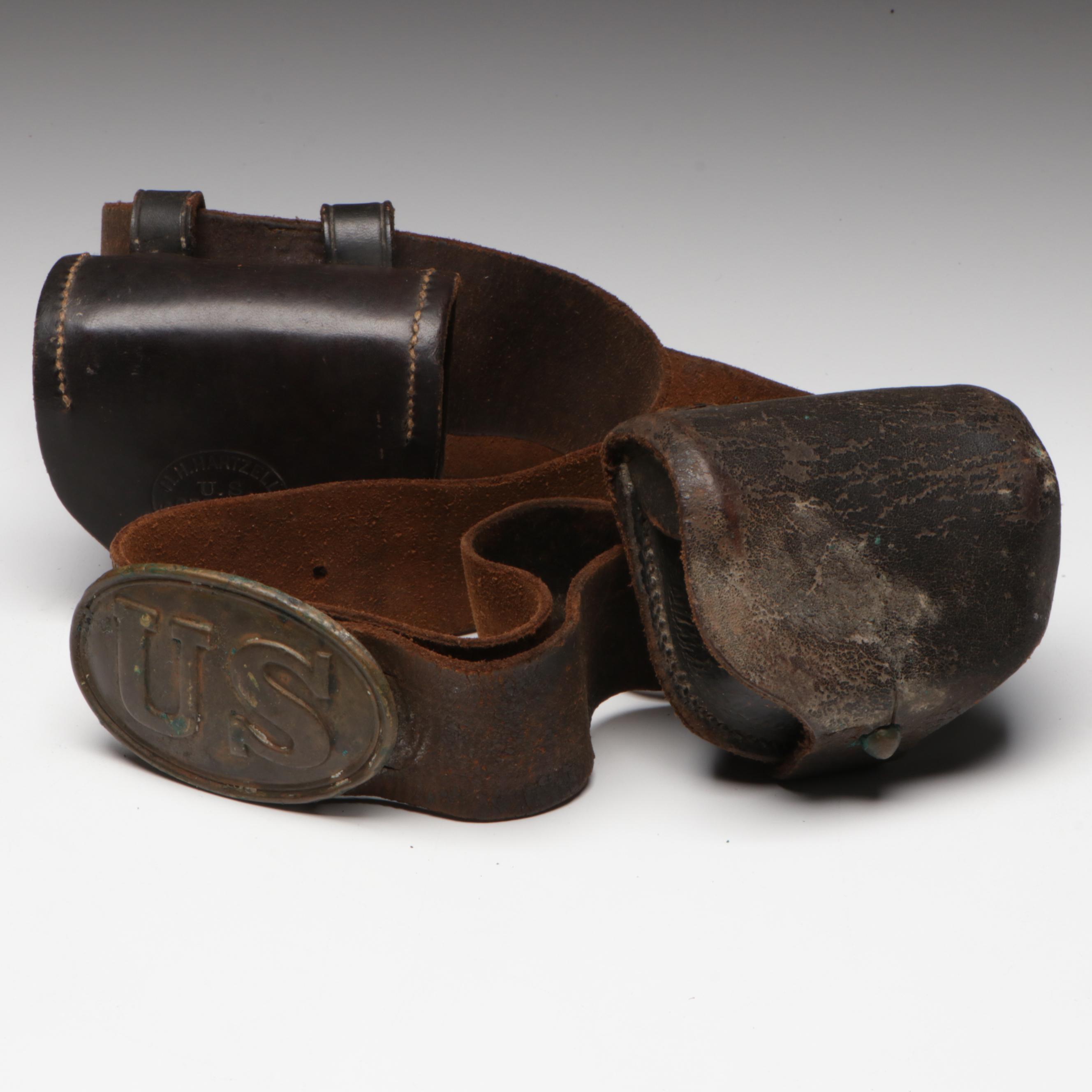 Civil War Era Watertown Arsenal Cap Box and Belt Plate with Later Cap Box