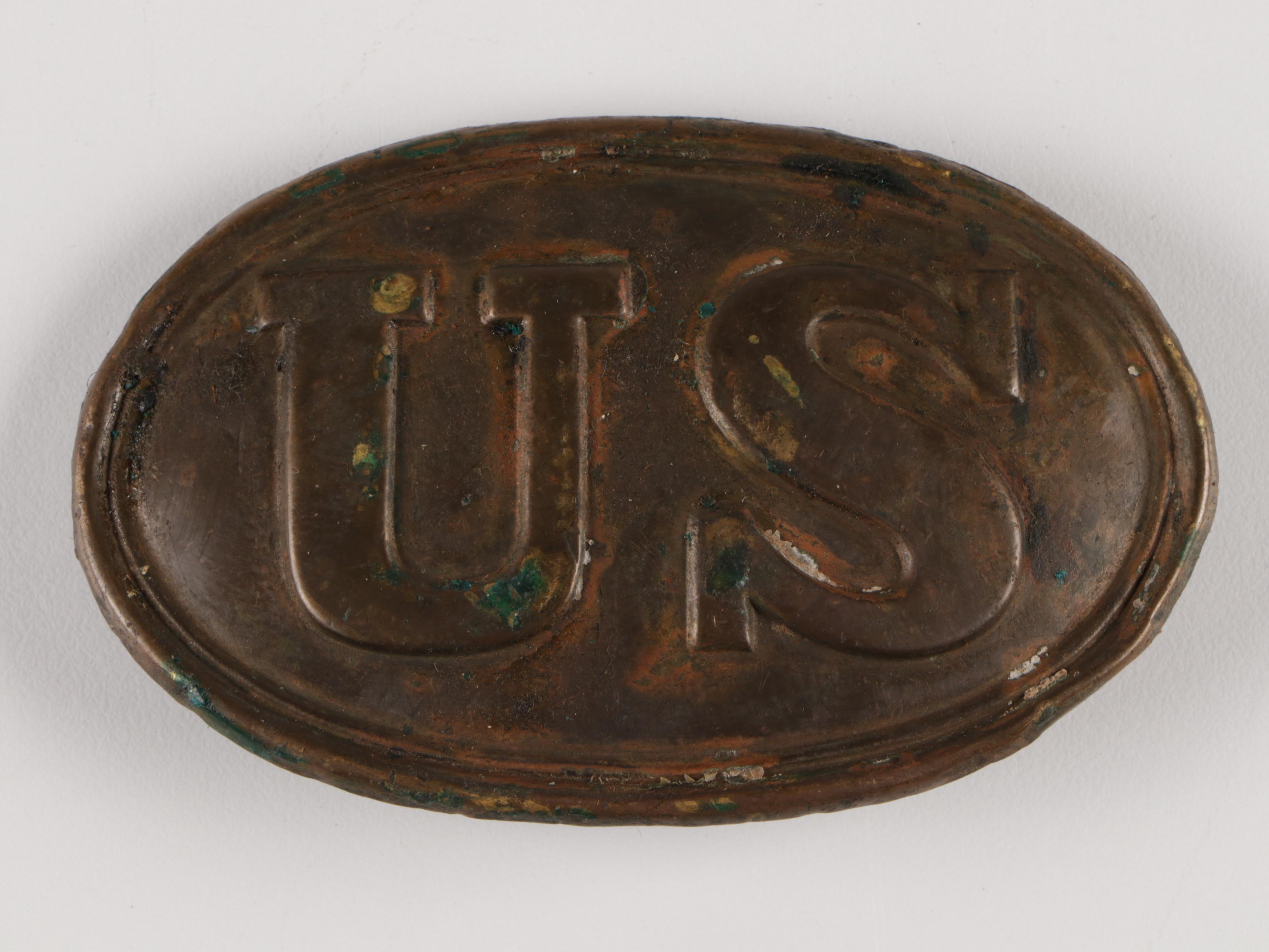 Civil War Era Watertown Arsenal Cap Box and Belt Plate with Later Cap Box