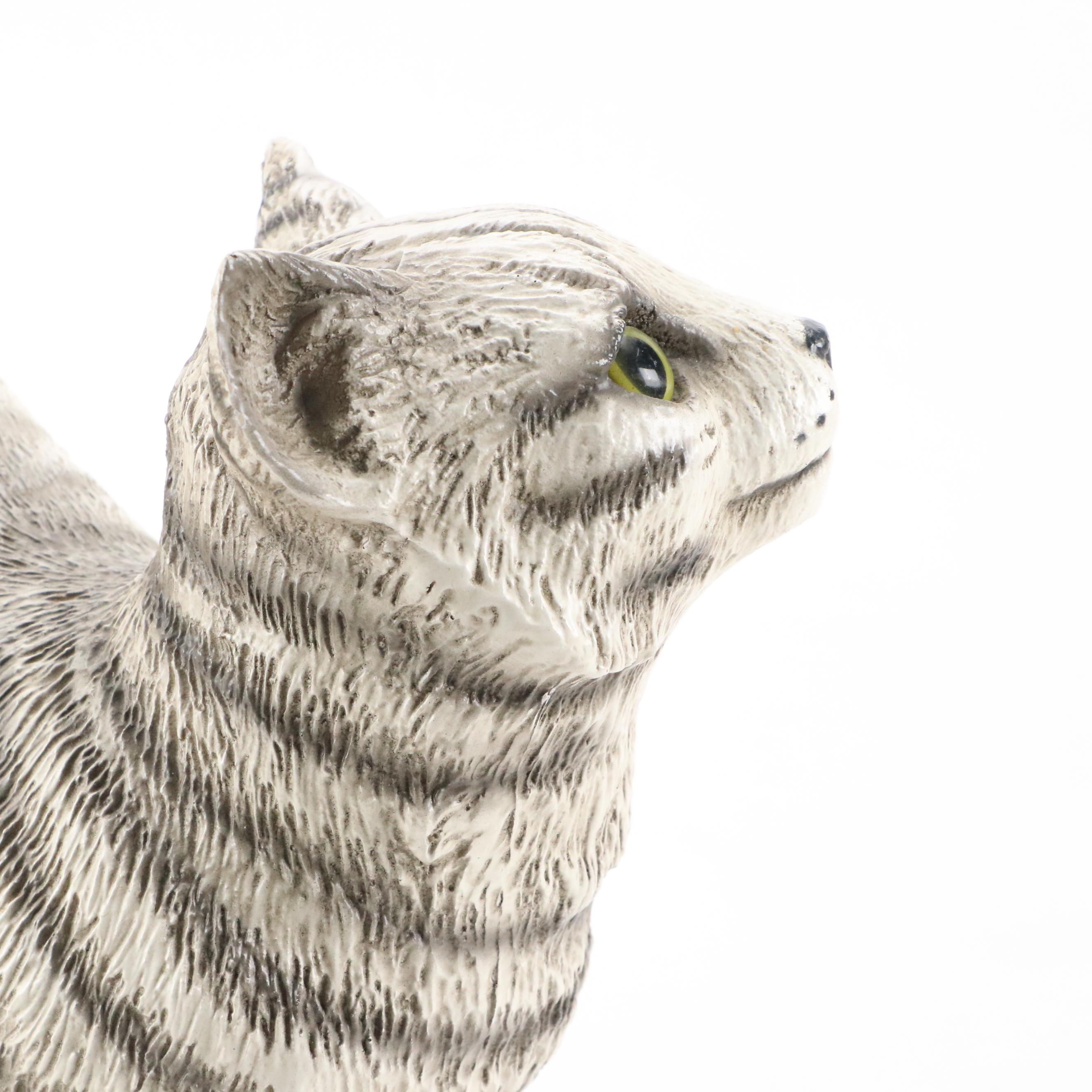 Universal Statuary Corp. Resin Striped Cat with Kitten Figurines