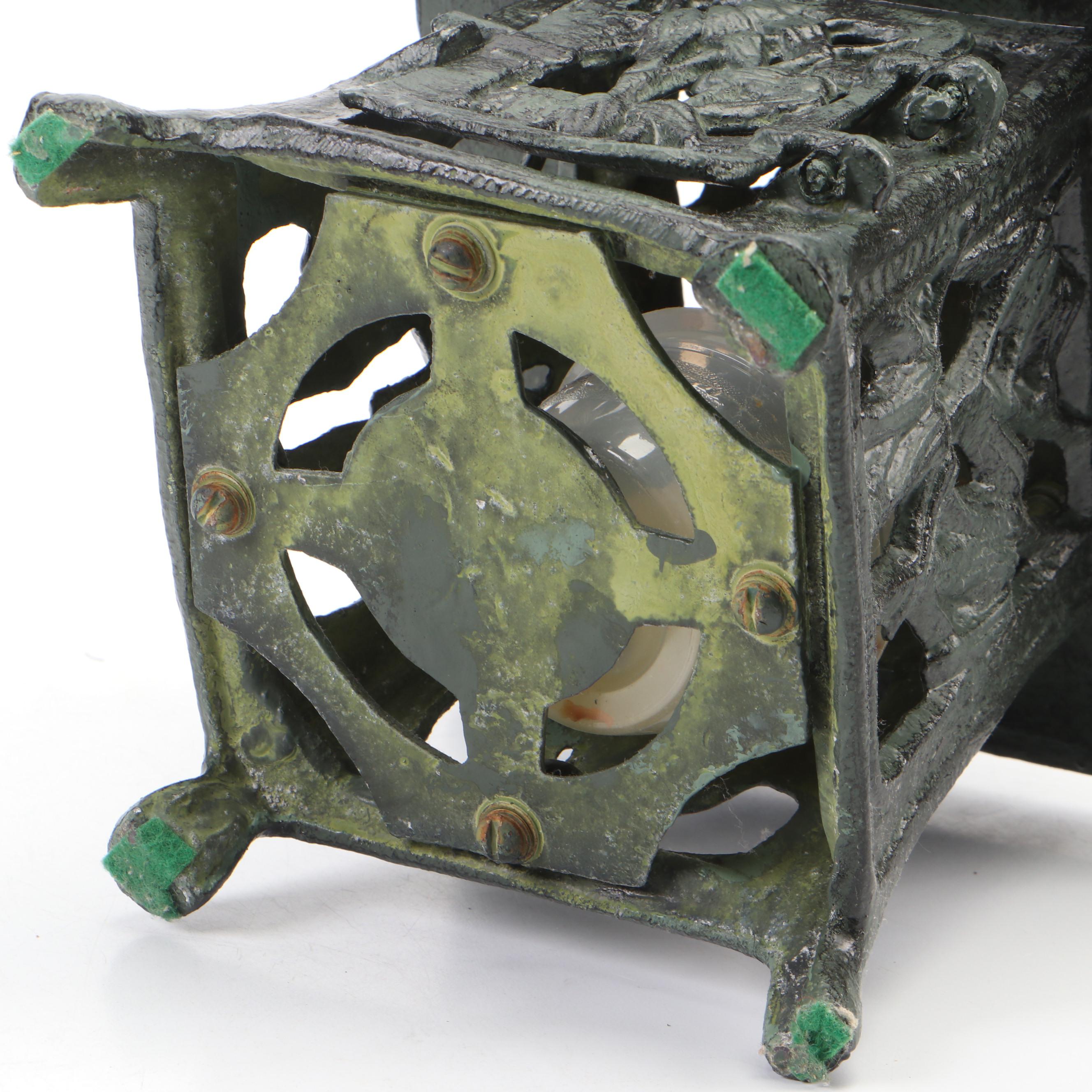 Japanese Style Cold Painted Cast Iron Candle Lanterns