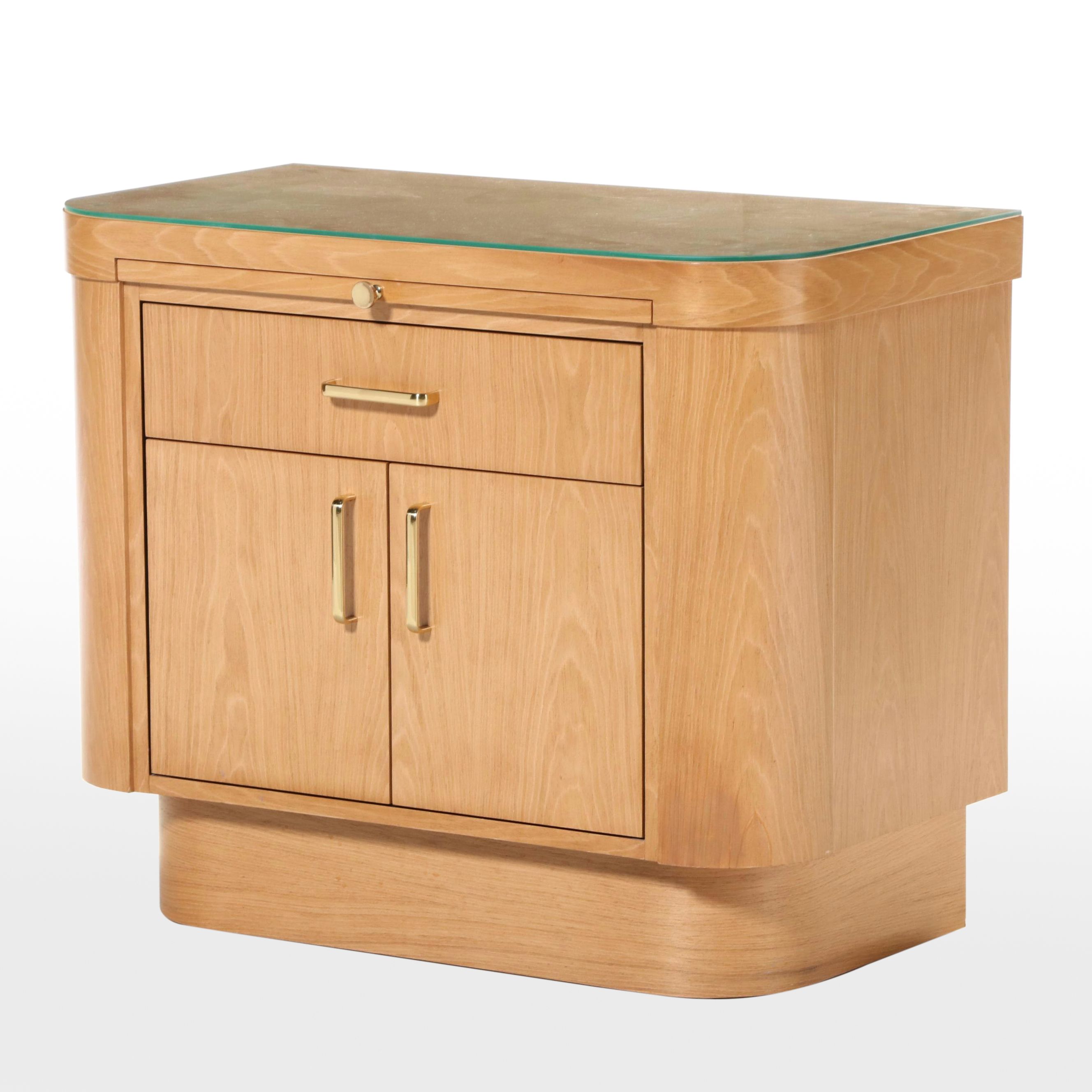 Ash Single-Drawer Side Cabinet with Black Laminate Slide