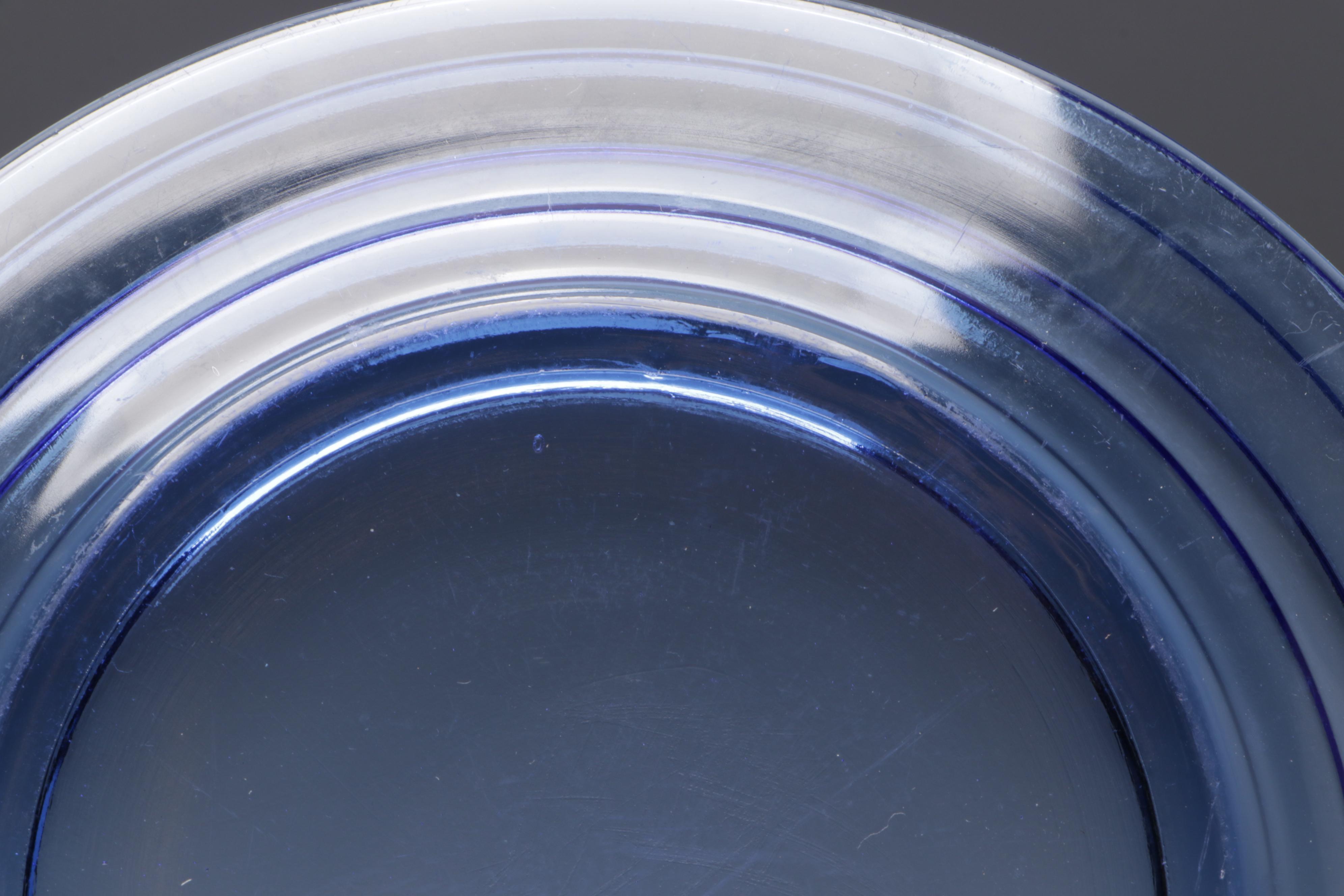 Hazel Atlas "Moderntone" and Other Blue Glass Tableware, Mid to Late 20th C.