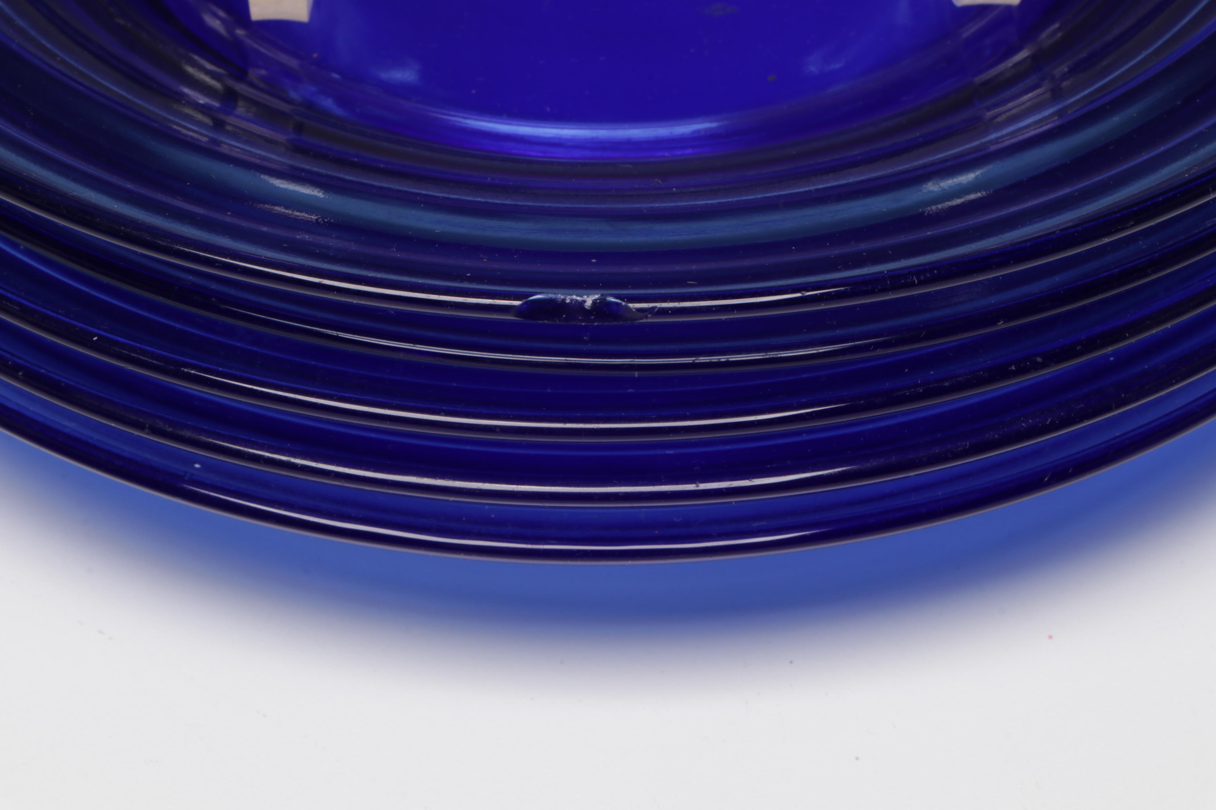 Hazel Atlas "Moderntone" and Other Blue Glass Tableware, Mid to Late 20th C.