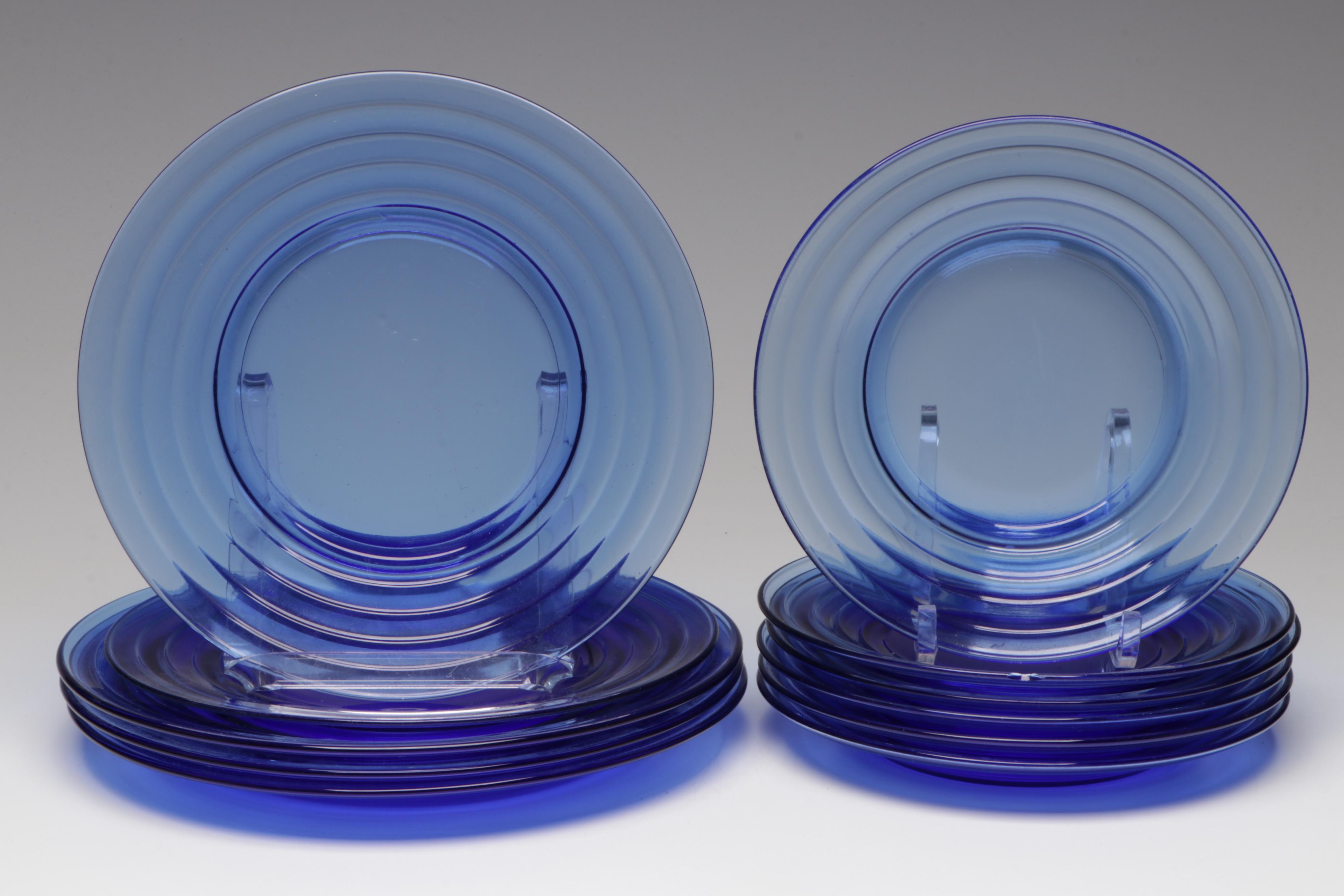 Hazel Atlas "Moderntone" and Other Blue Glass Tableware, Mid to Late 20th C.