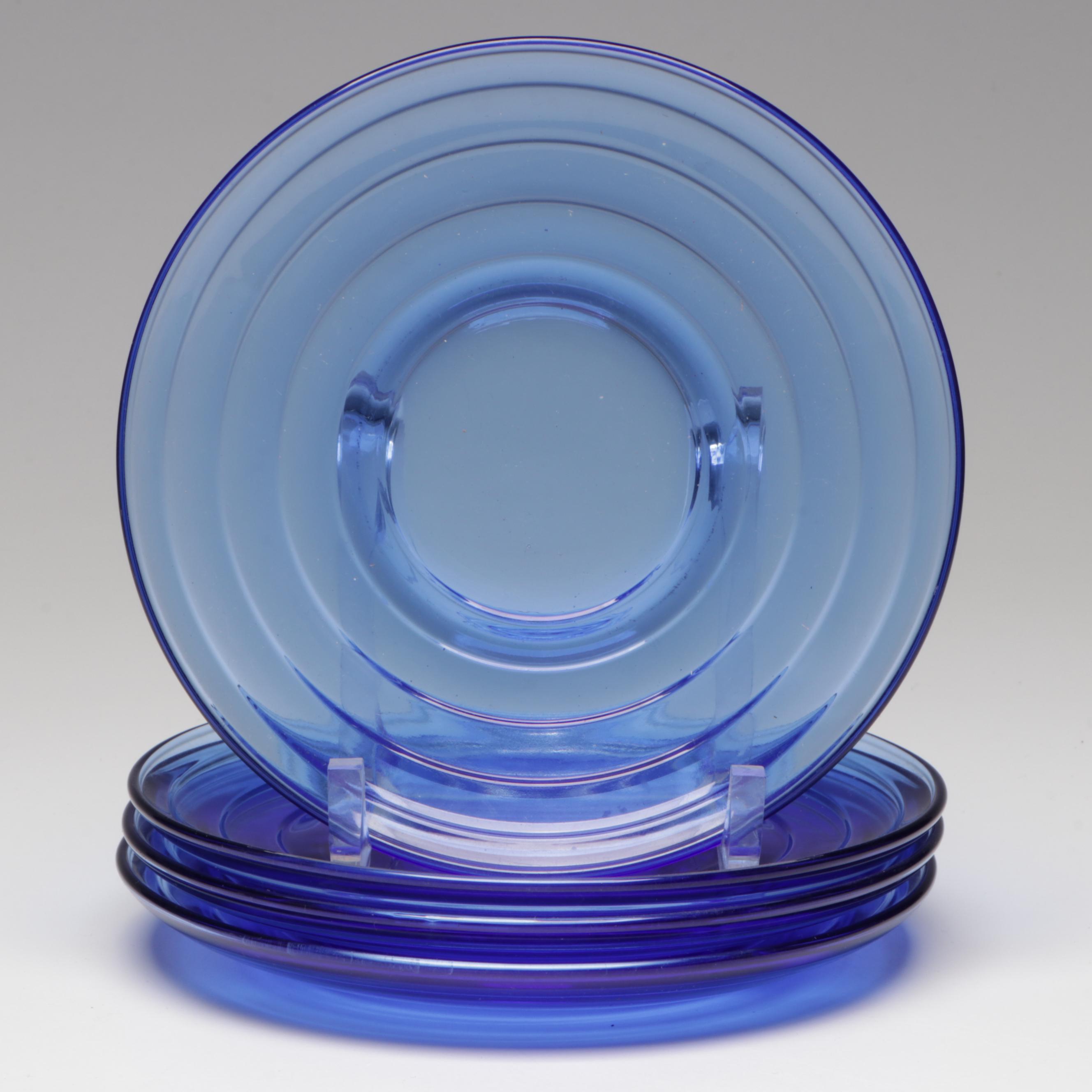 Hazel Atlas "Moderntone" and Other Blue Glass Tableware, Mid to Late 20th C.