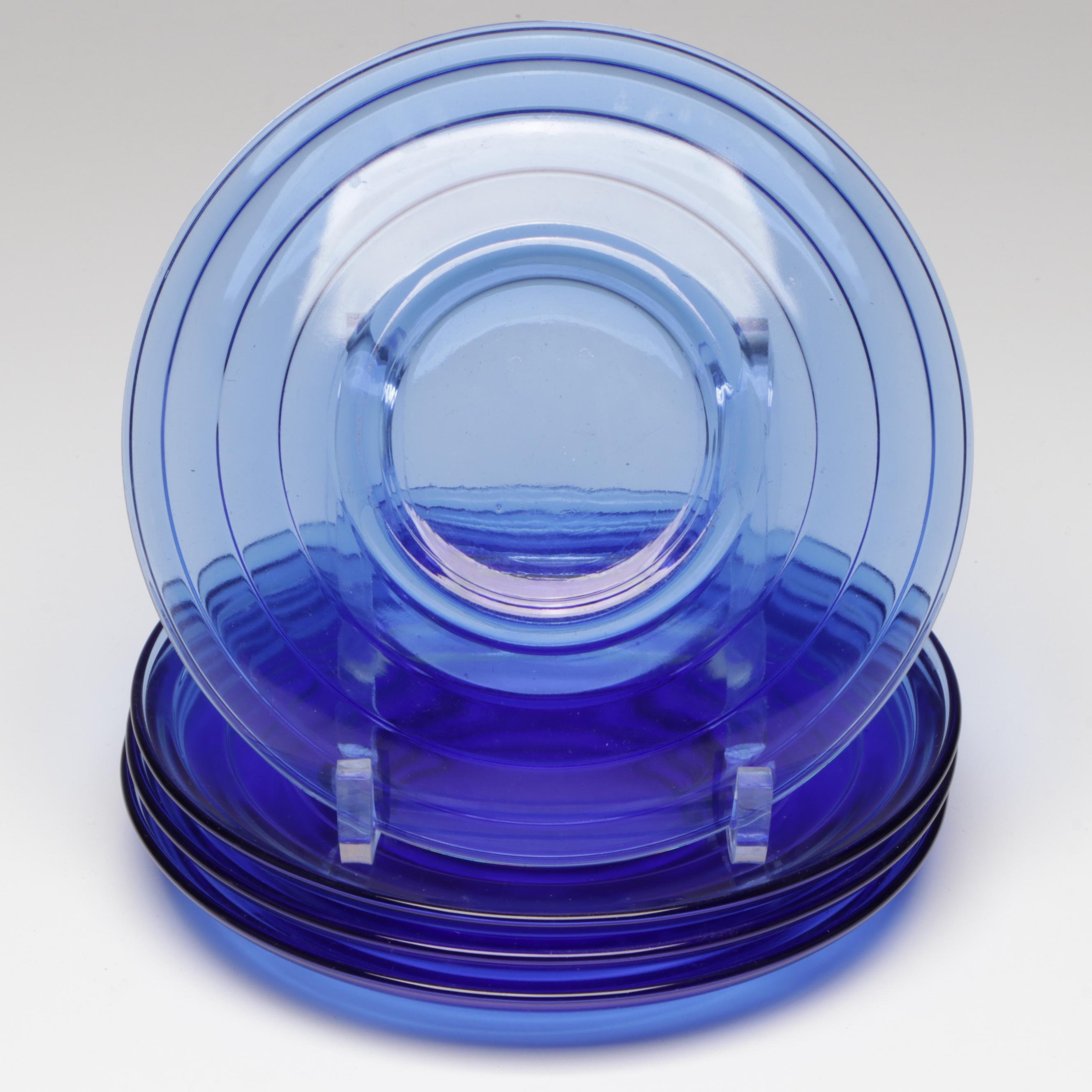 Hazel Atlas "Moderntone" and Other Blue Glass Tableware, Mid to Late 20th C.