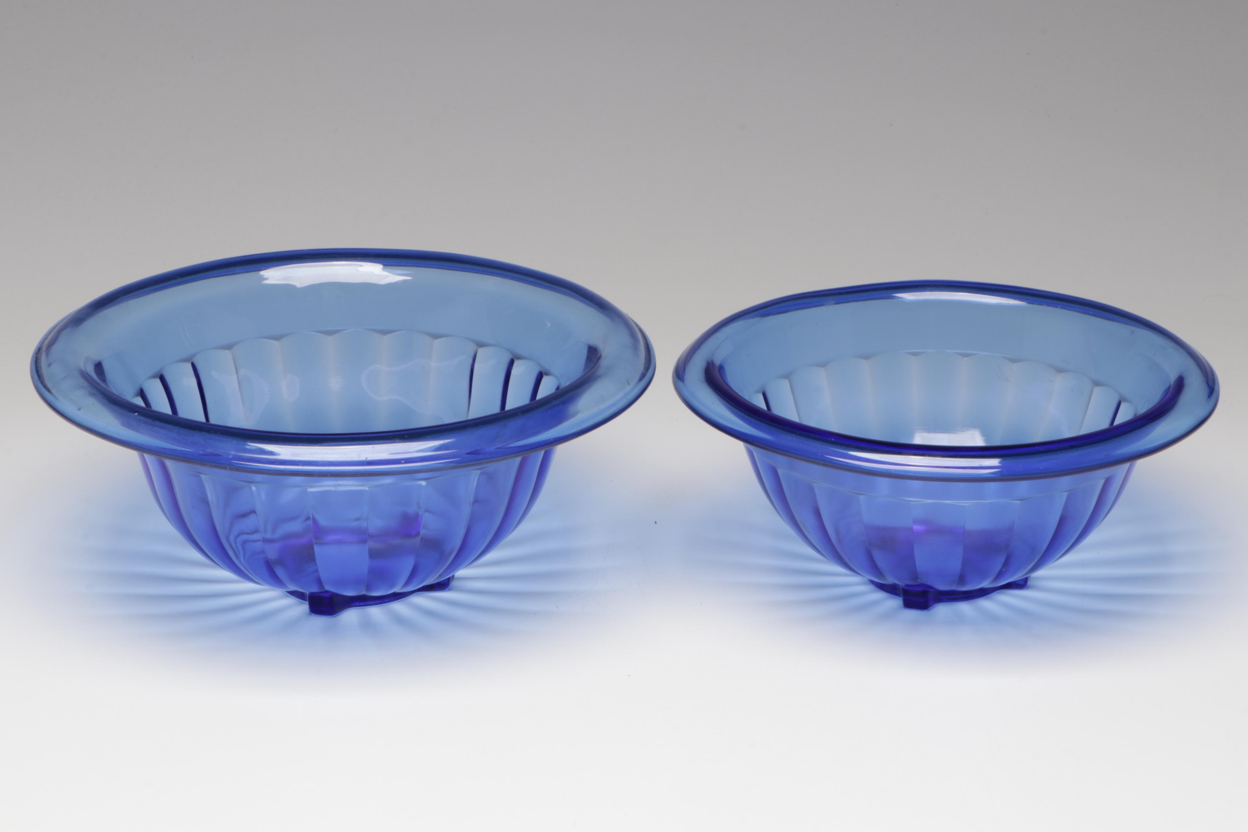 Hazel Atlas "Moderntone" and Other Blue Glass Tableware, Mid to Late 20th C.