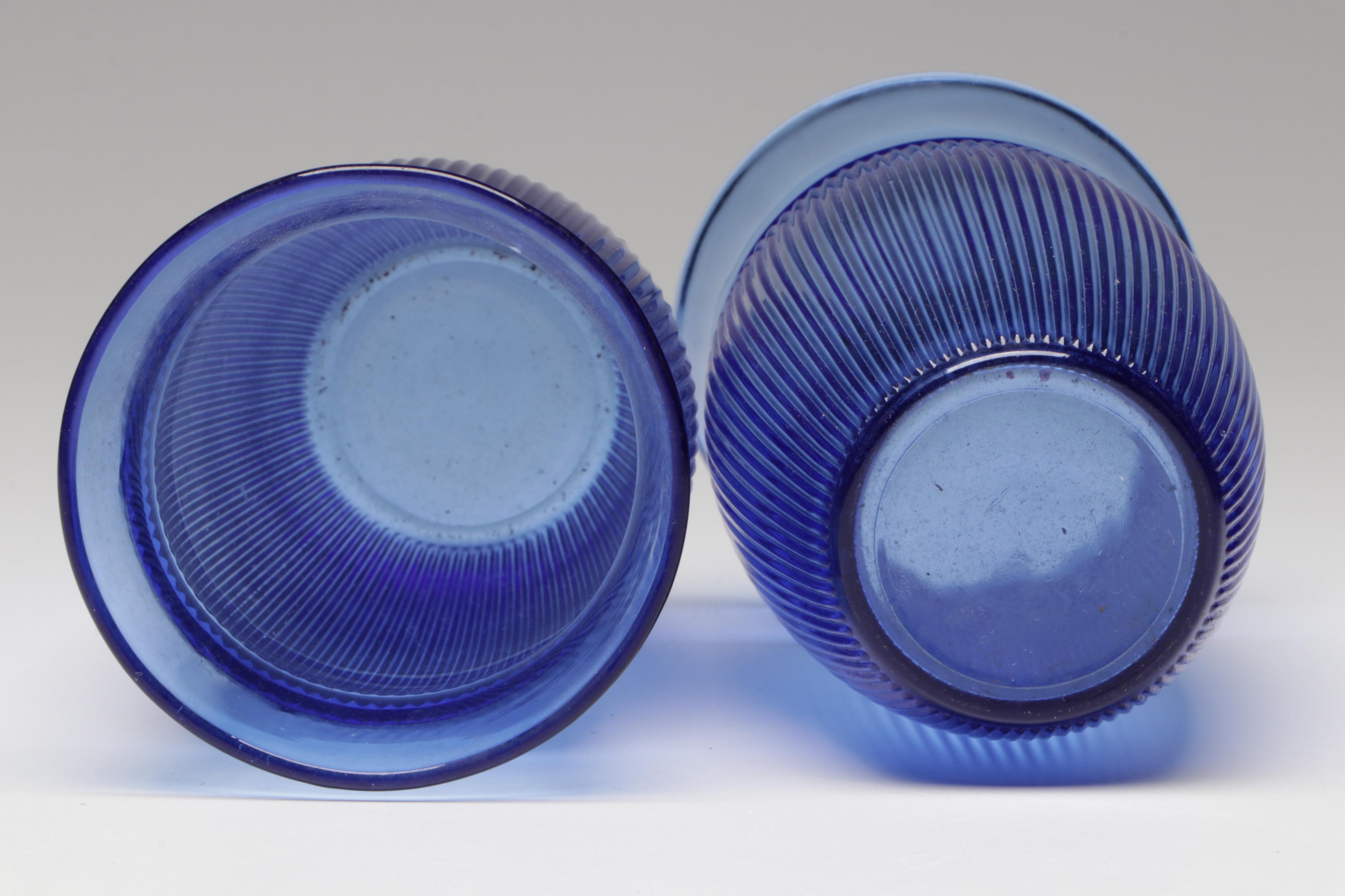Hazel Atlas "Moderntone" and Other Blue Glass Tableware, Mid to Late 20th C.