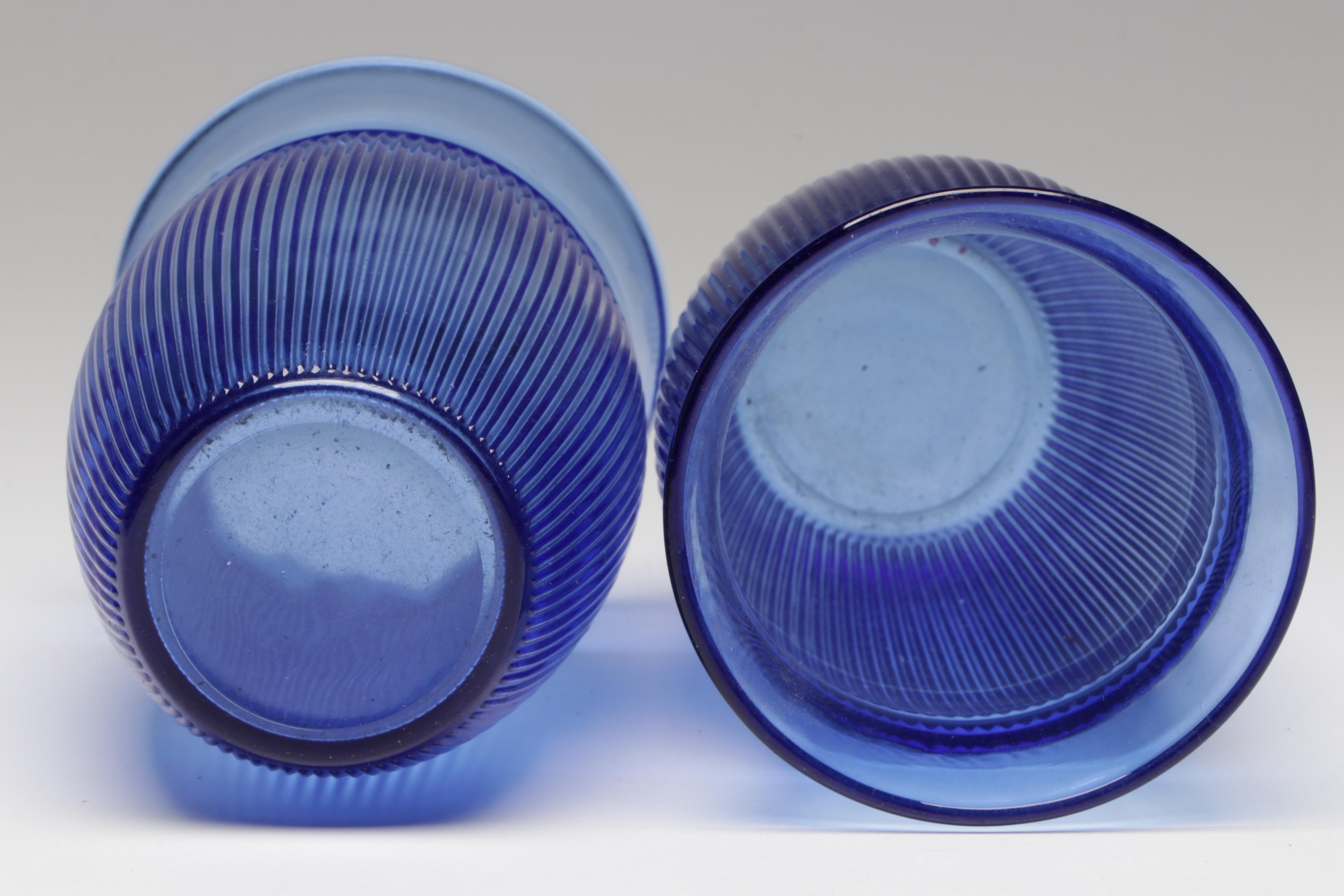 Hazel Atlas "Moderntone" and Other Blue Glass Tableware, Mid to Late 20th C.