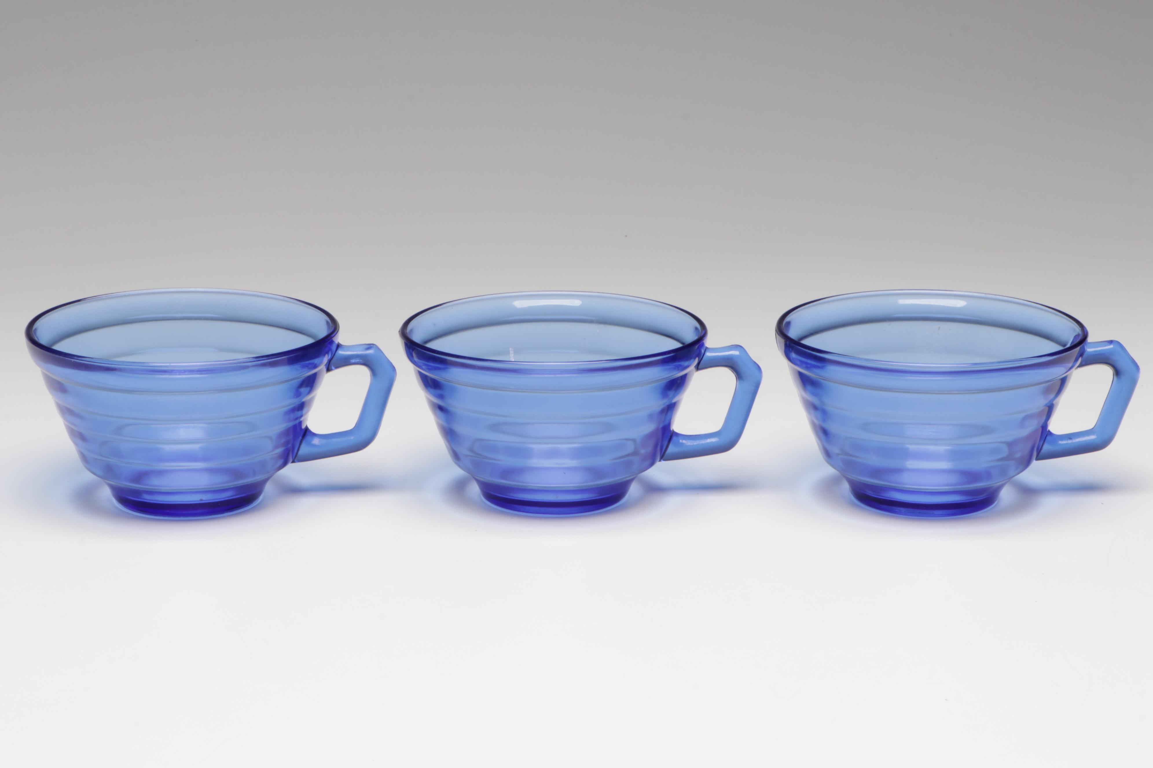 Hazel Atlas "Moderntone" and Other Blue Glass Tableware, Mid to Late 20th C.