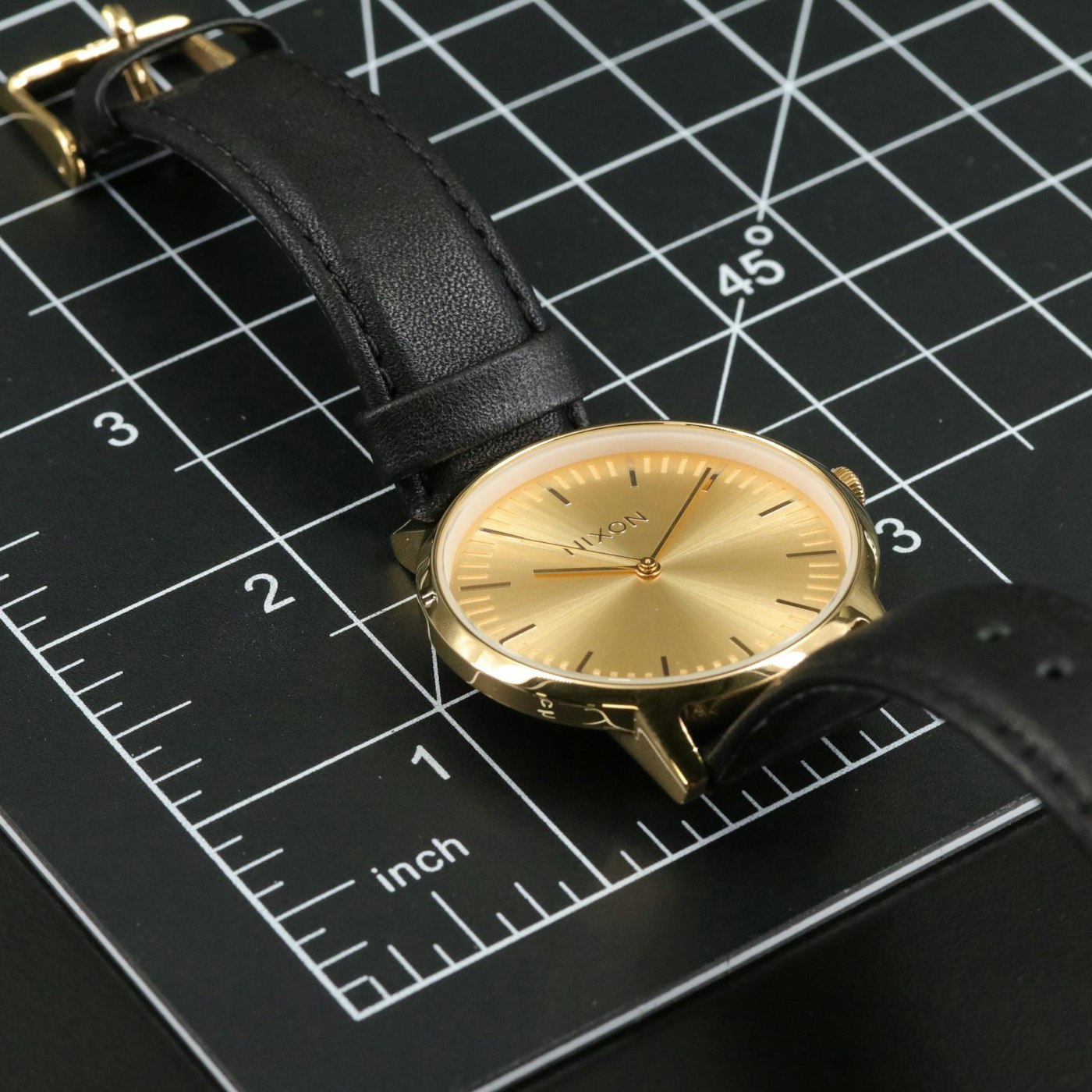 Nixon Porter Leather Gold Tone Quartz Watch with Black Strap | EBTH