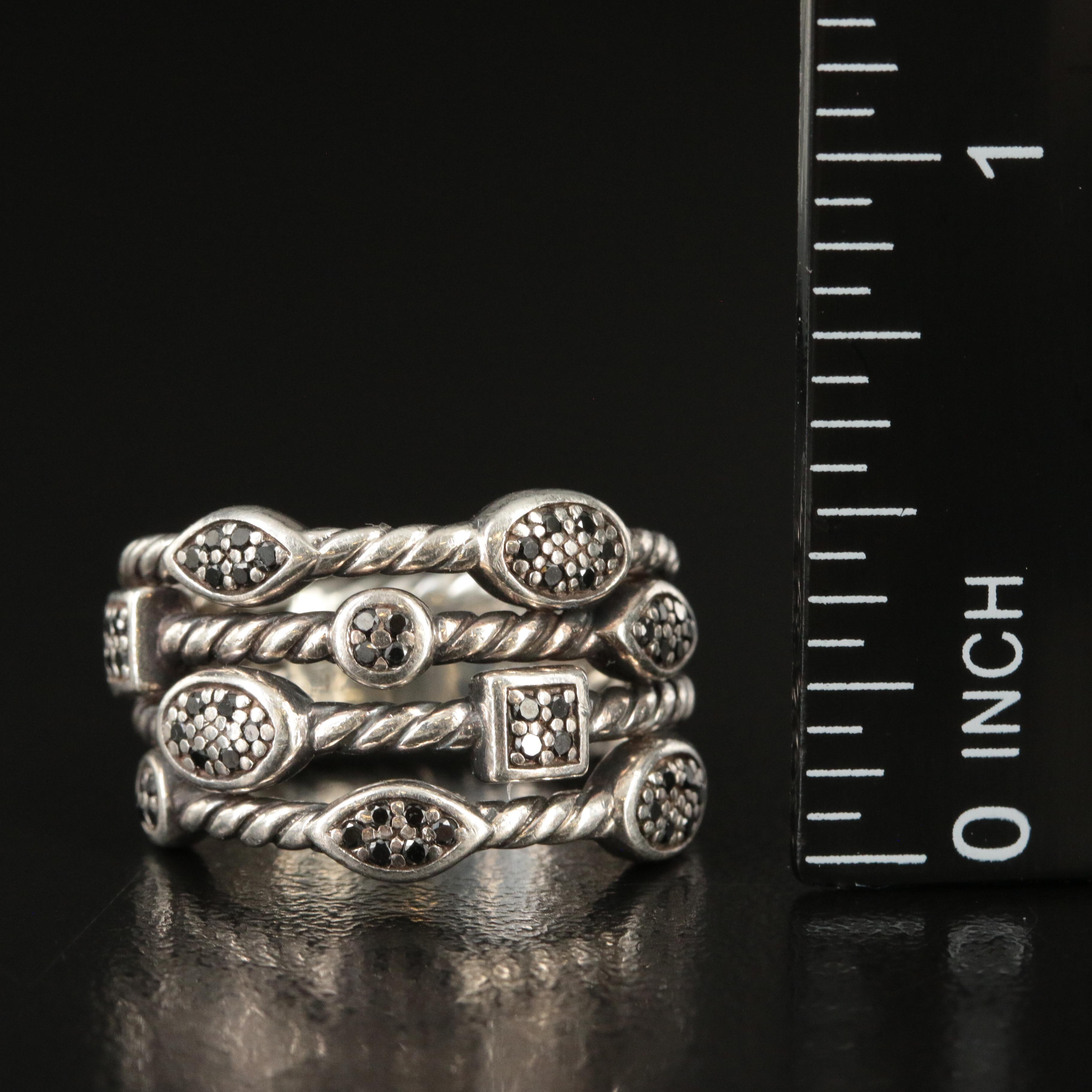 David Yurman "Confetti" Sterling and (Origin Undetermined) Black Diamond Ring