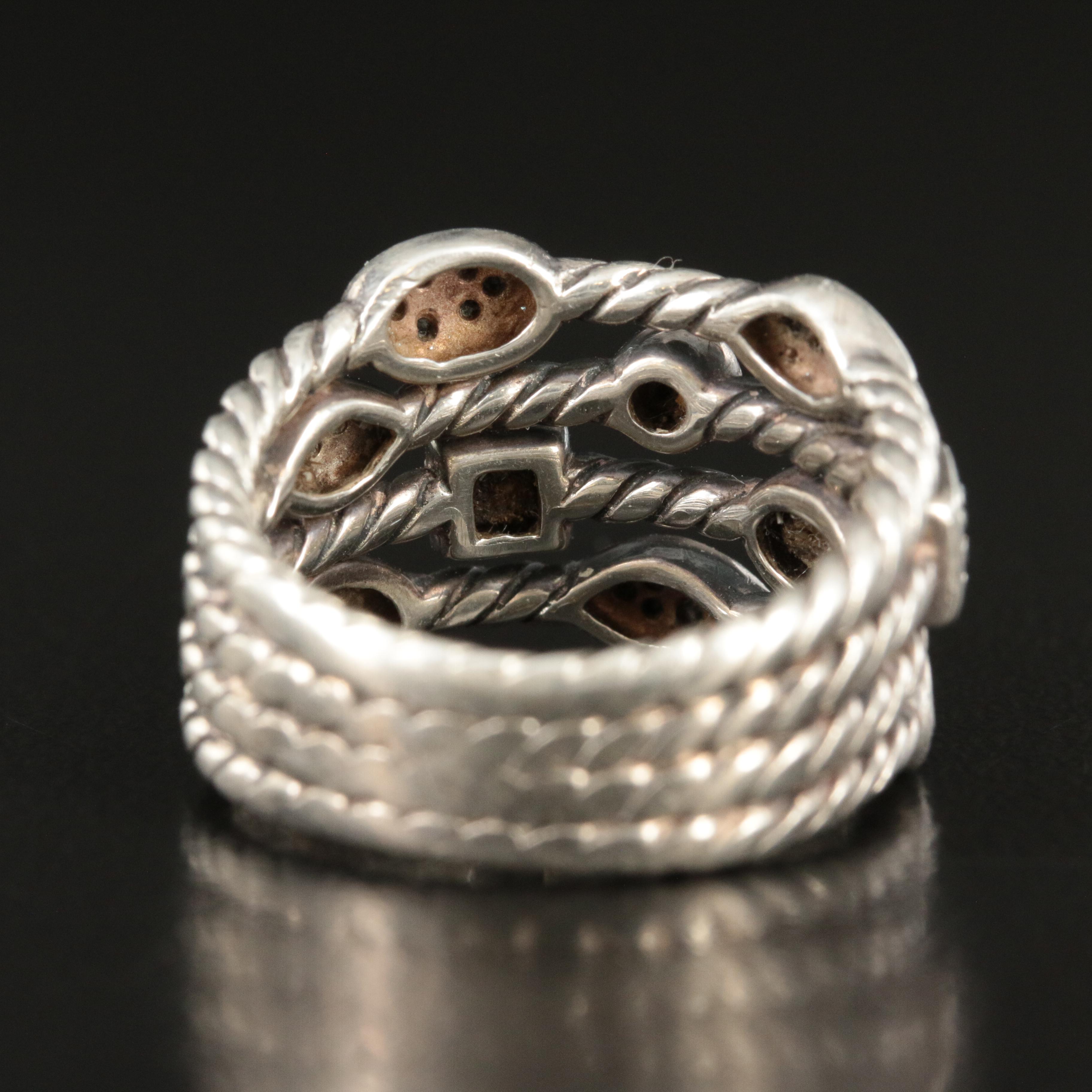 David Yurman "Confetti" Sterling and (Origin Undetermined) Black Diamond Ring