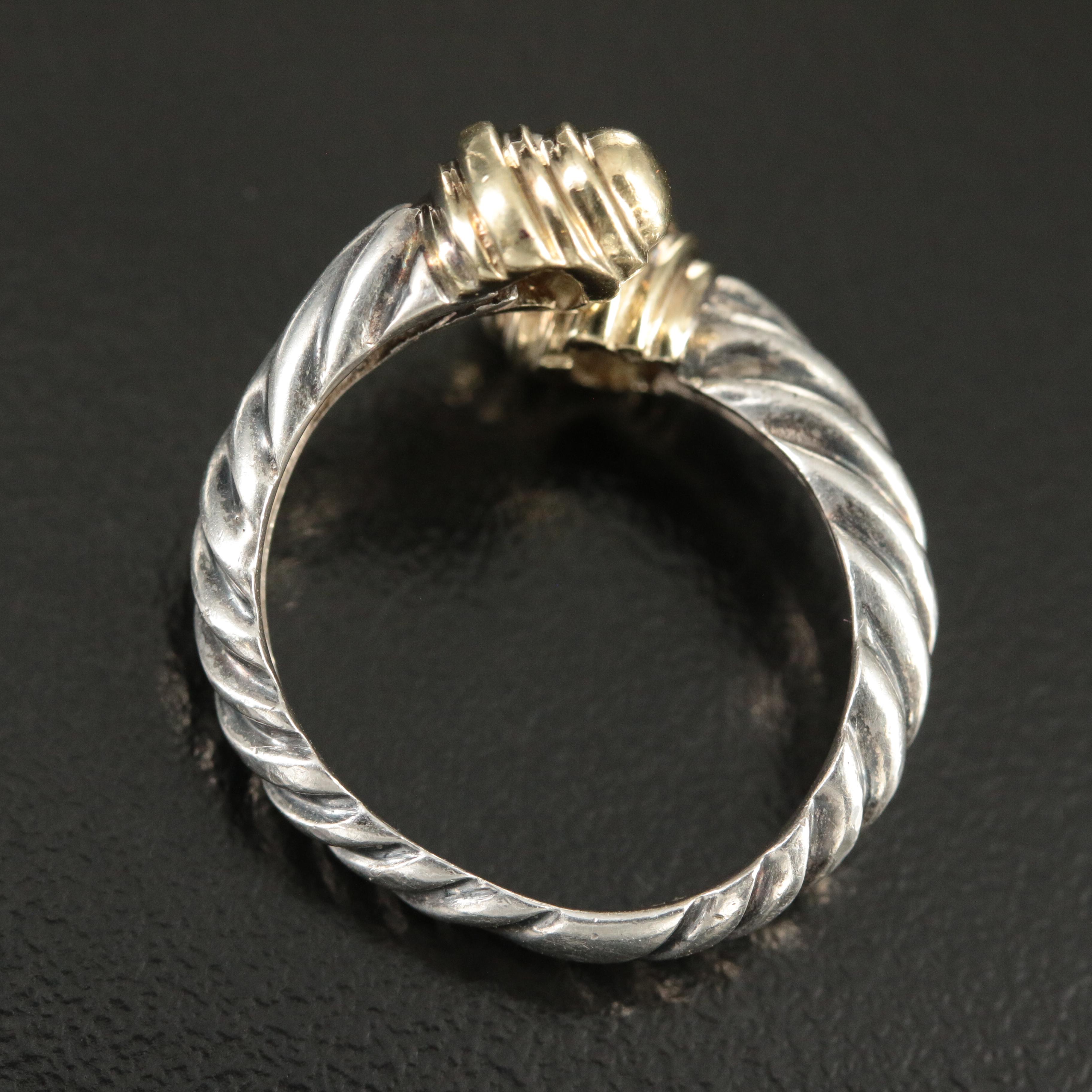 David Yurman "Classic Cable" Sterling Bypass Ring with 14K Accents