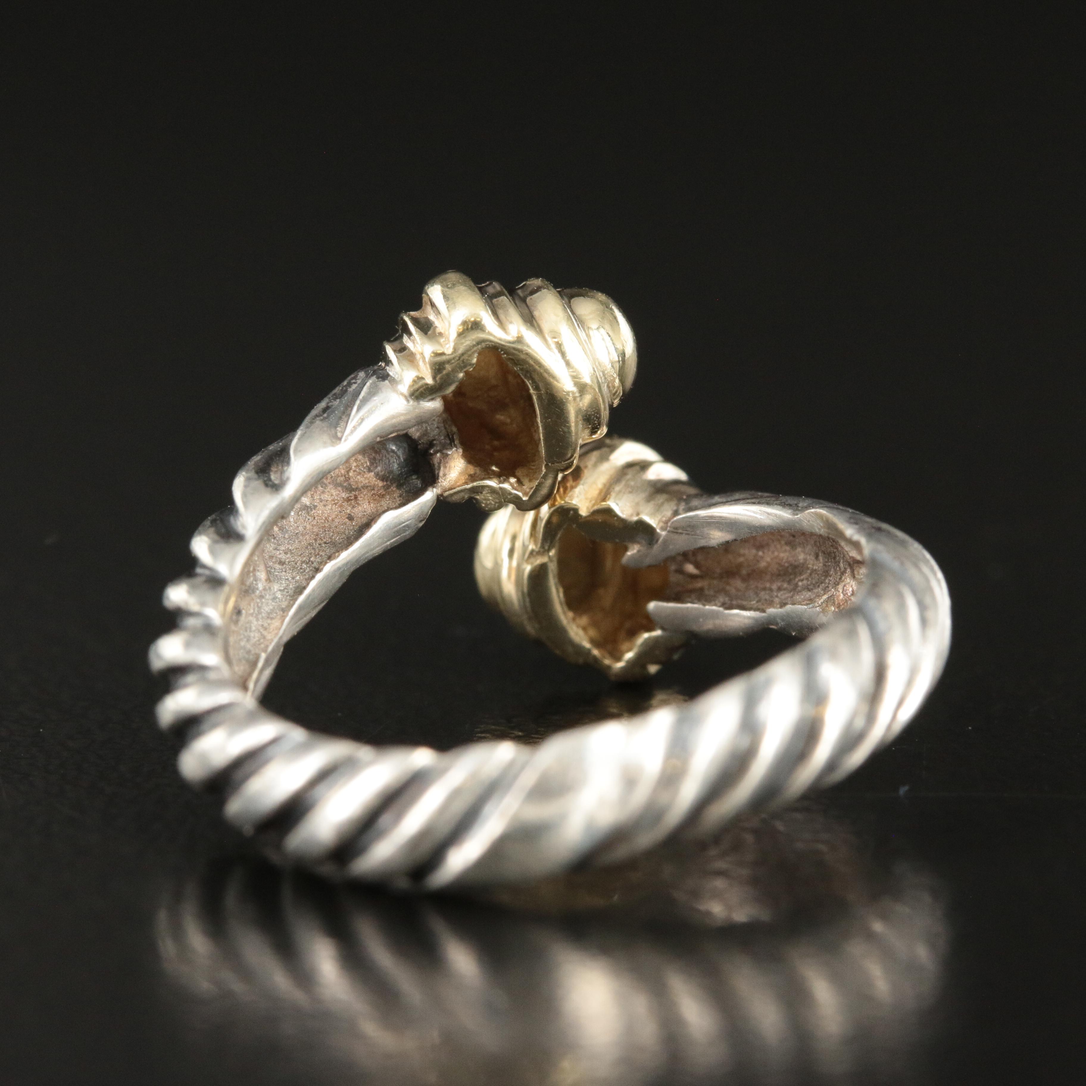 David Yurman "Classic Cable" Sterling Bypass Ring with 14K Accents