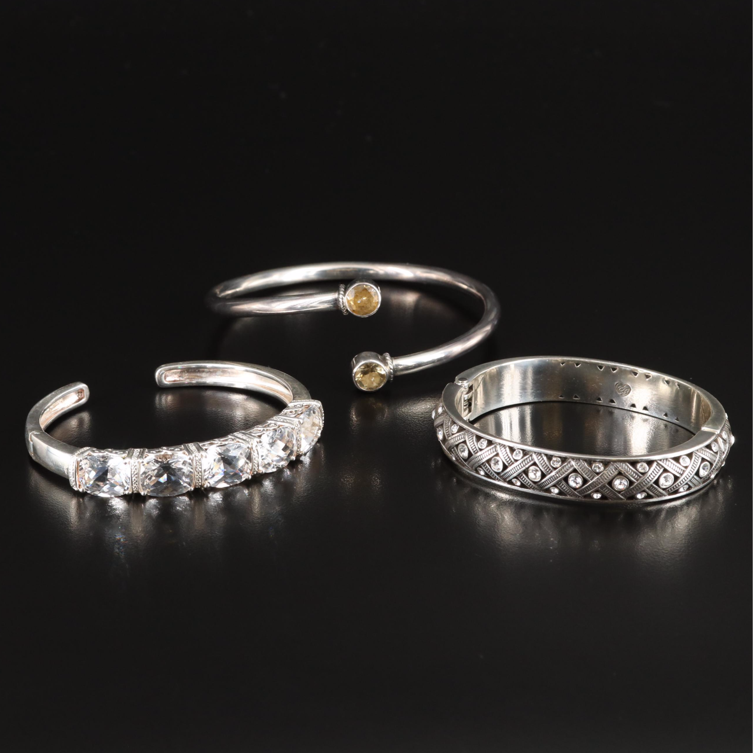 Brighton Rhinestone and Sterling Citrine and Quartz Bracelets