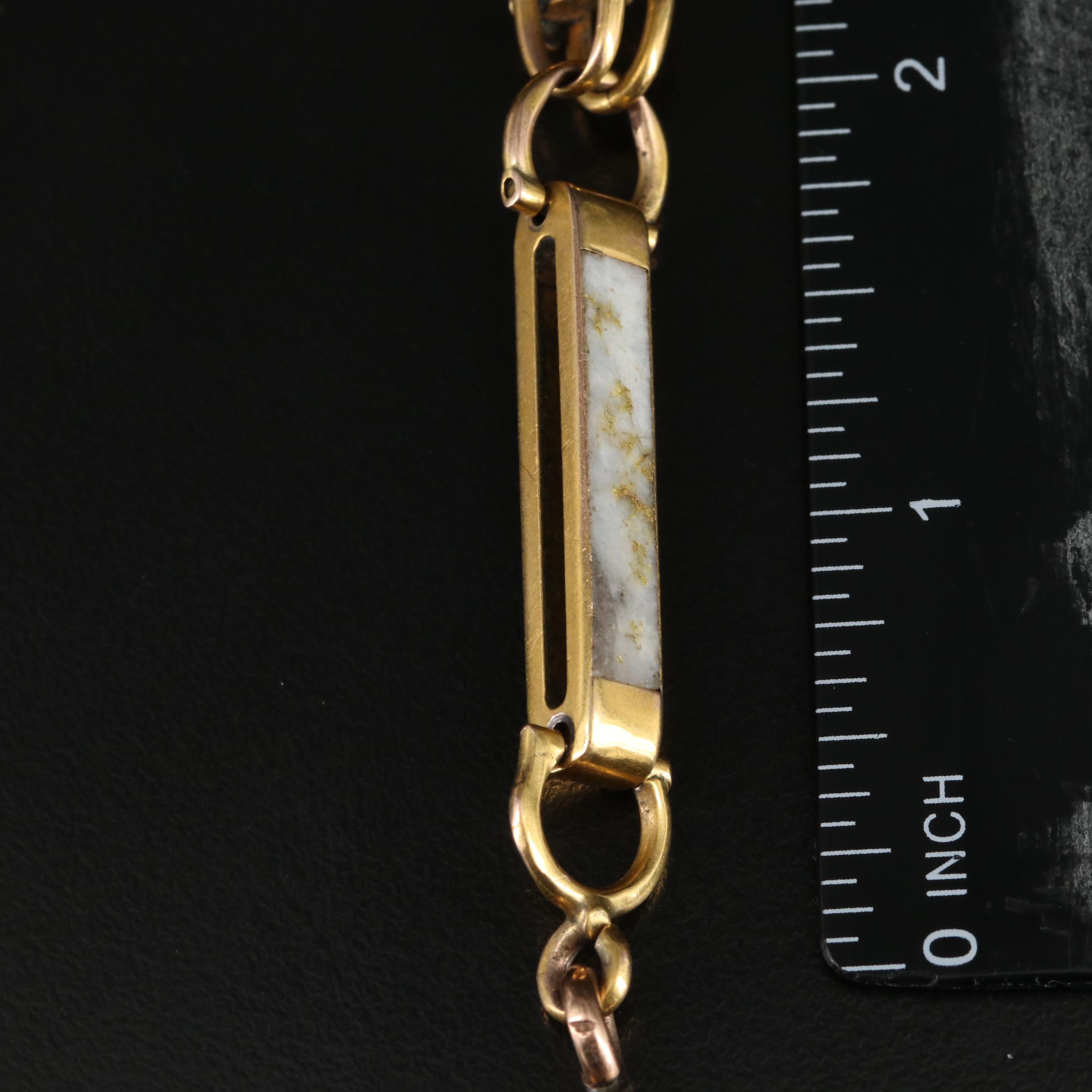 Gold Rush Era 9K Quartz Gold Watch Fob Chain with Locket with Civil War Tintypes