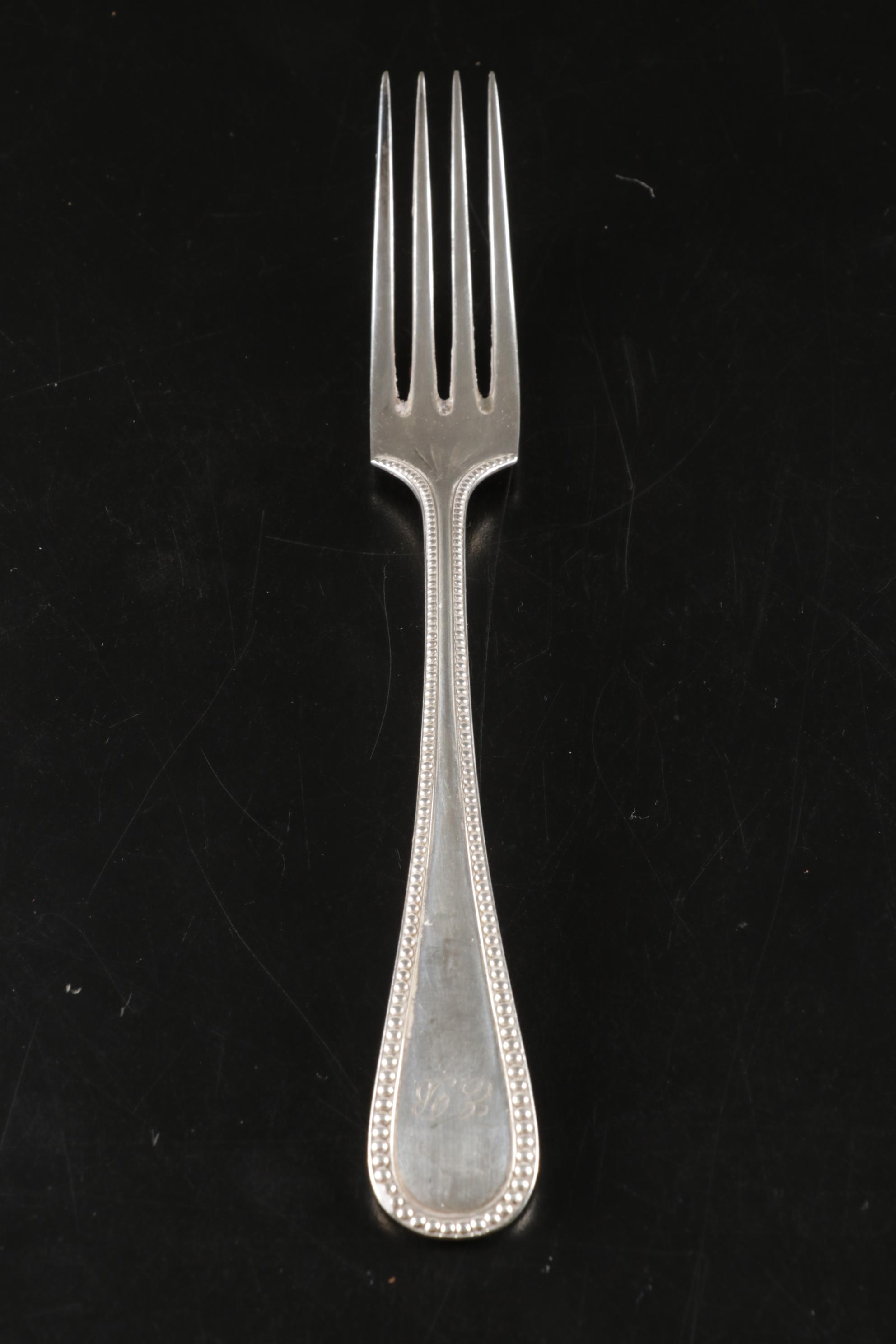 German Beaded-Edge Silverplate Flatware, Early to Mid 20th Century