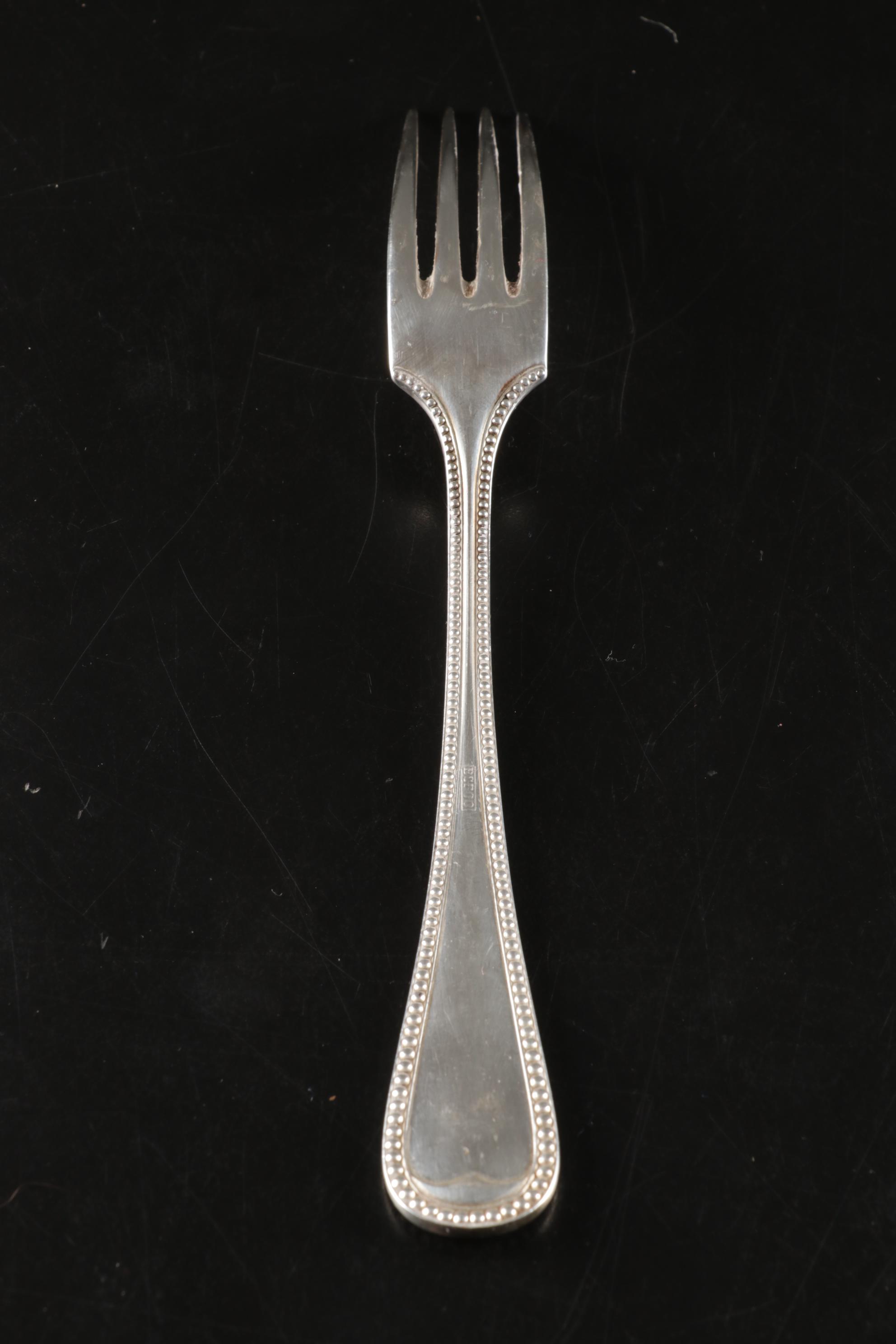 German Beaded-Edge Silverplate Flatware, Early to Mid 20th Century