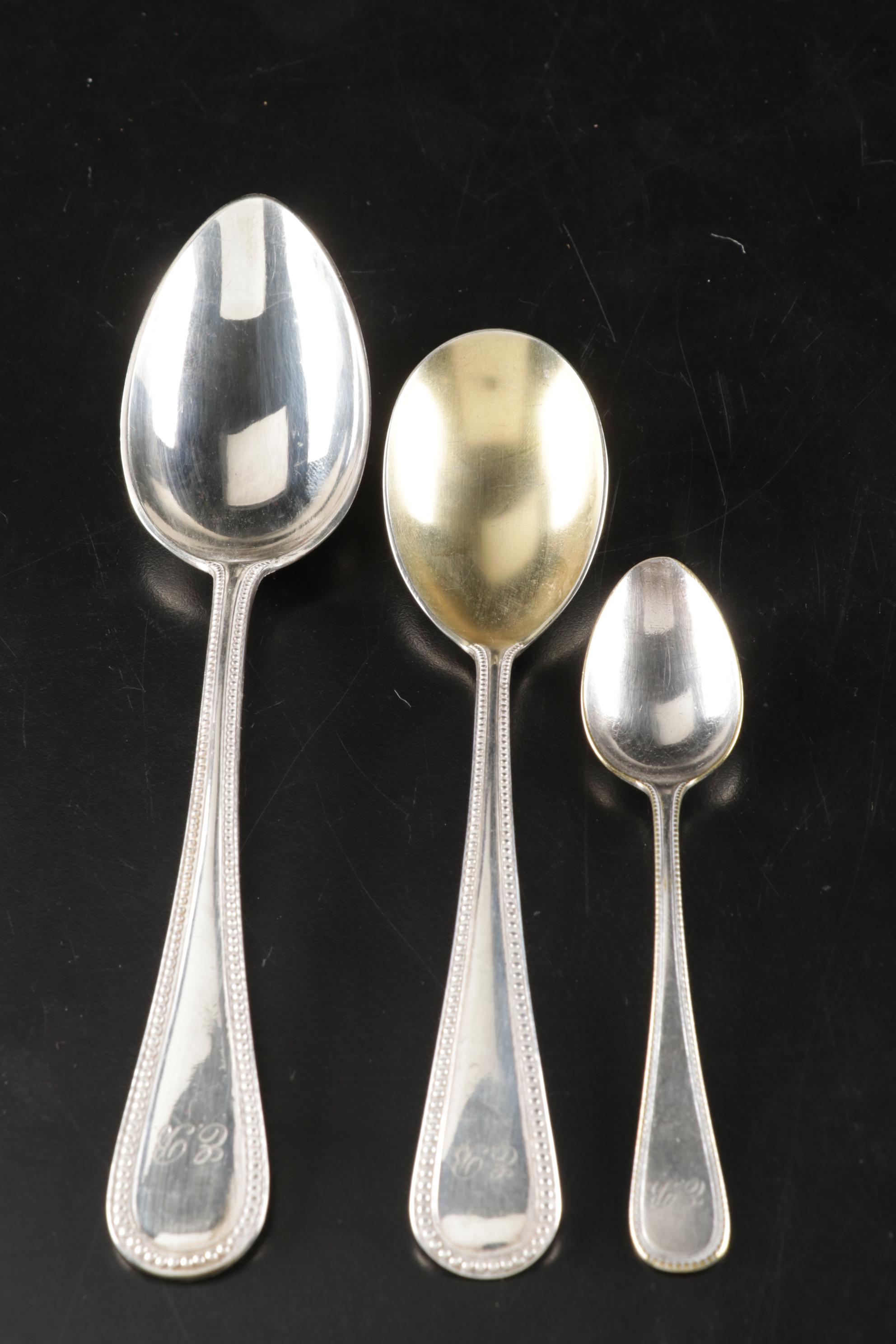 German Beaded-Edge Silverplate Flatware, Early to Mid 20th Century