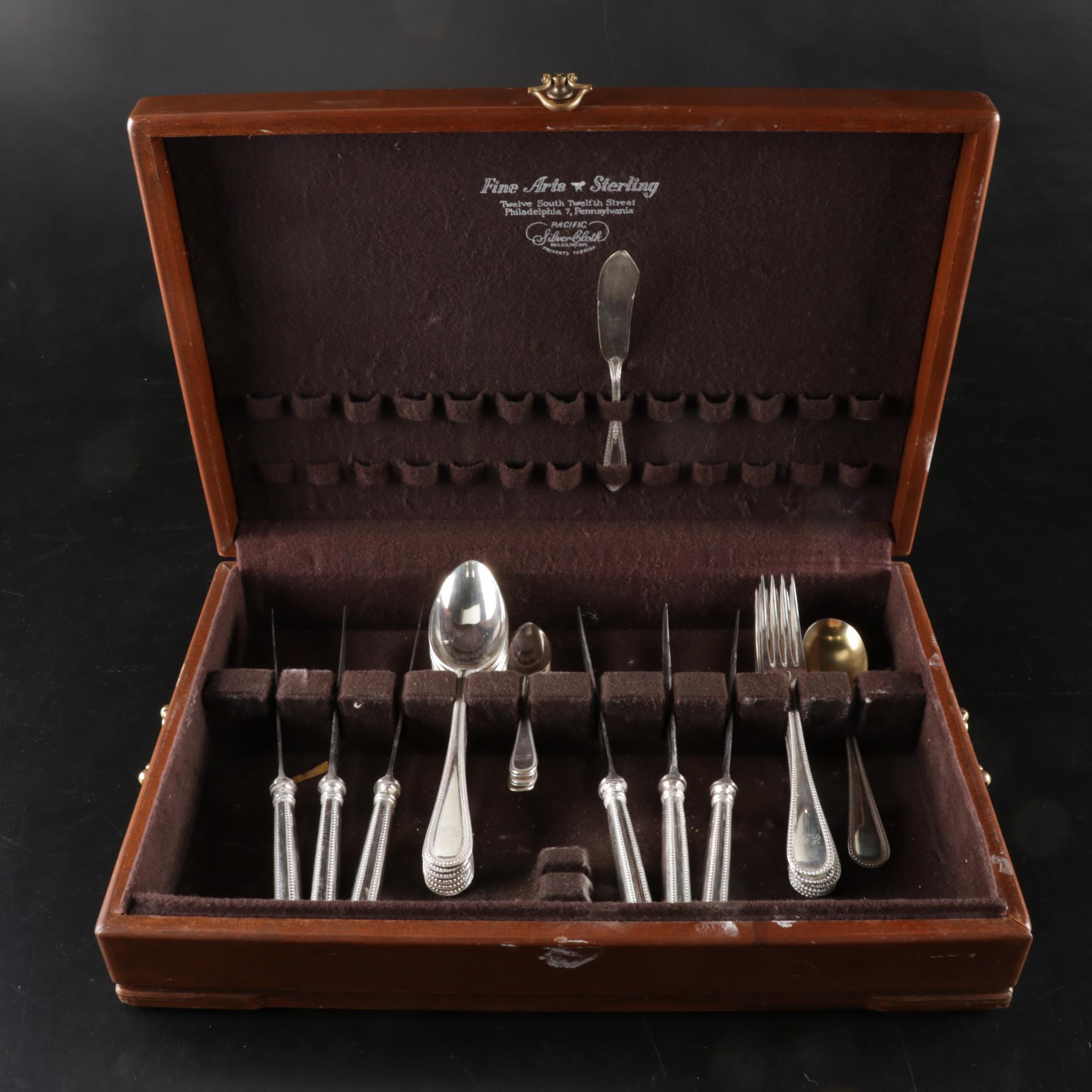 German Beaded-Edge Silverplate Flatware, Early to Mid 20th Century