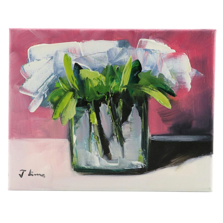 José M. Lima Floral Still Life Oil Painting, 2023
