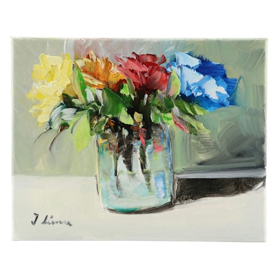 José M. Lima Floral Still Life Oil Painting, 2023